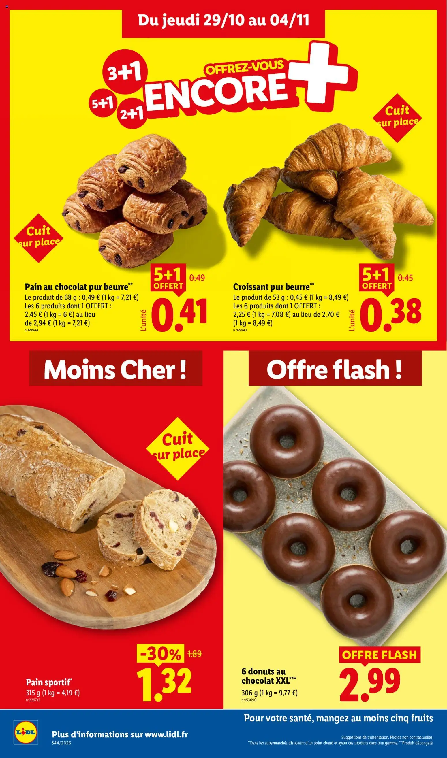 Prévisualisation de LIDL catalogue du magasin LIDL formulaire valide 29/10/2026 - Chocolat, Fruits, Croissant, Pain, Beurre, Pain au chocolat, Croissant pur beurre