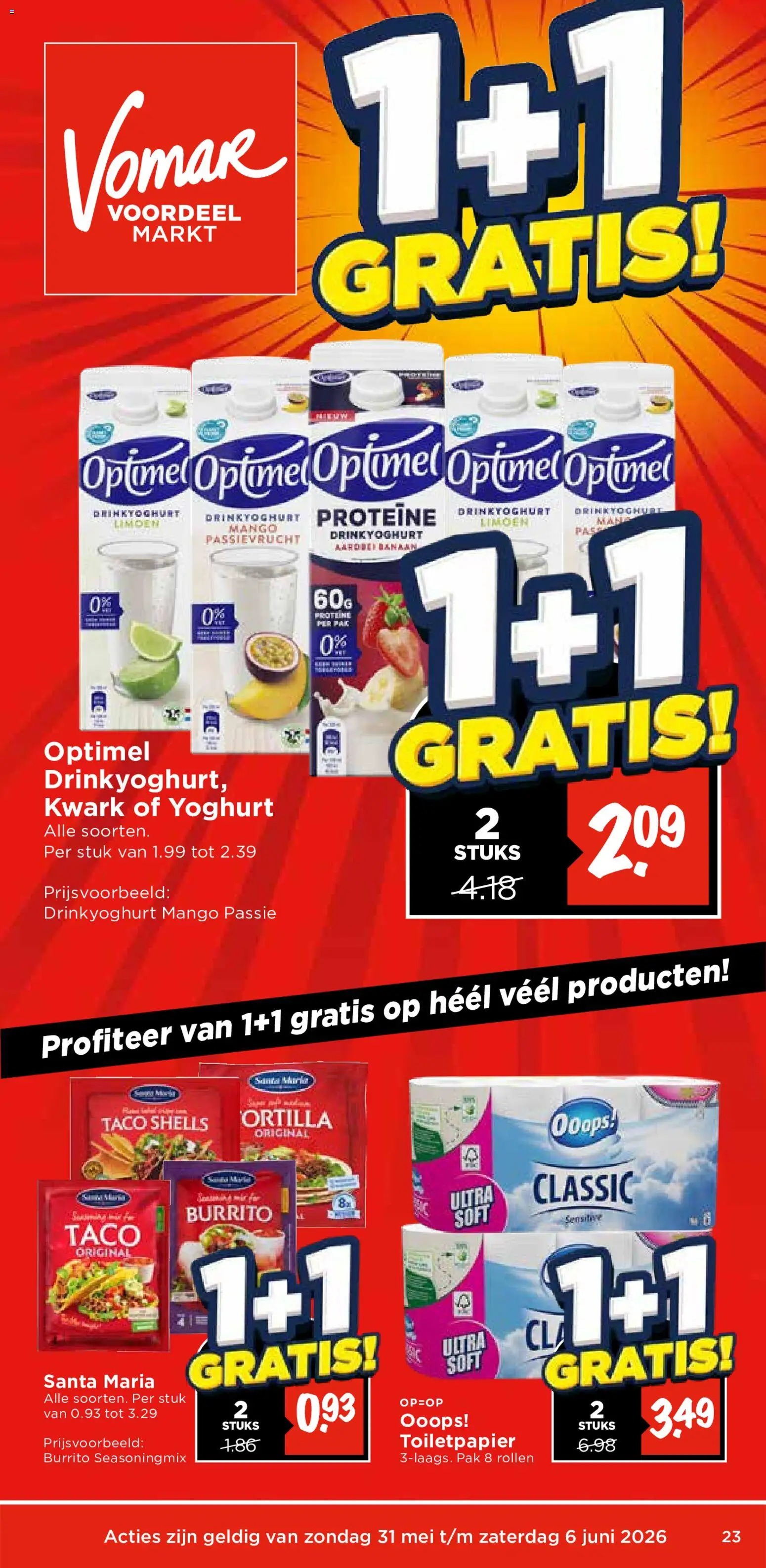 Voorbeeld van Vomar folder van winkel Vomar geldig vanaf 30-05-2026 - Mango, Taco, Burrito, Banaan, Yoghurt, Kwark, Toiletpapier, Proteïne