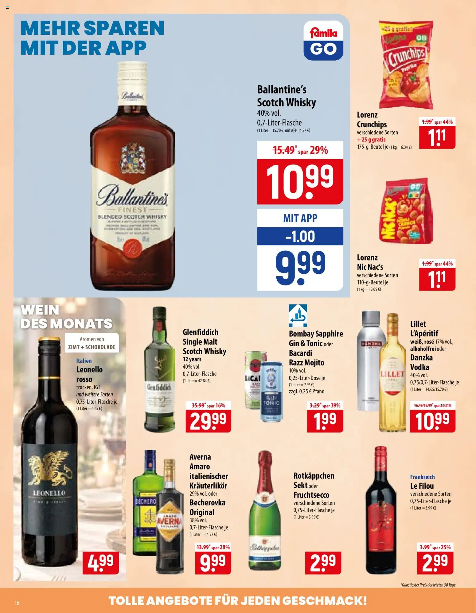 Vorschau von dem Prospekt des Geschäftes Famila, gültig ab dem 02.11.2026 - Lillet, Wein, Gin, Rotkäppchen, Bacardi, Vodka, Sekt, Fruchtsecco