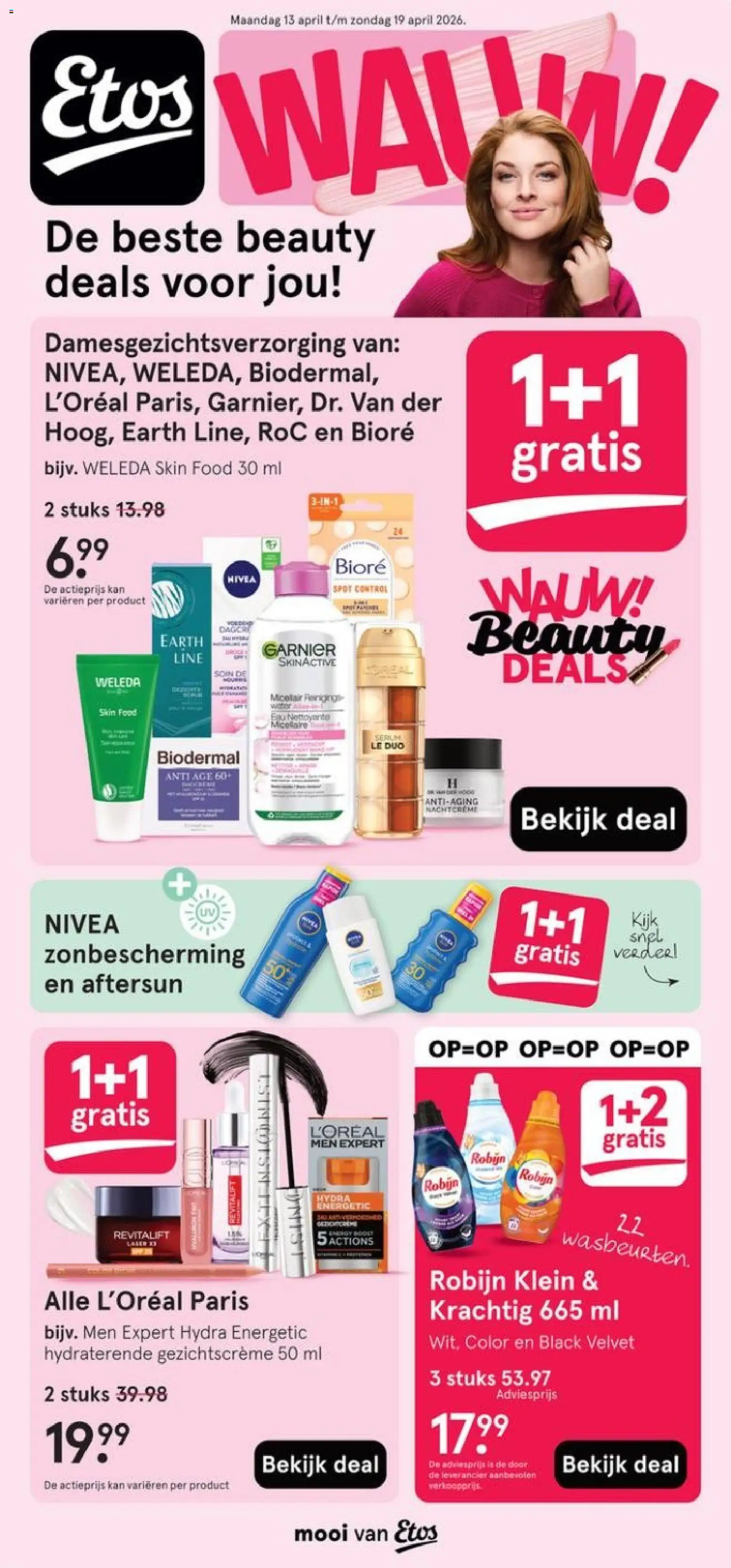 Voorbeeld van Etos folder van winkel Etos geldig vanaf 13-04-2026 - Robijn, Kan, Gezichtscrème