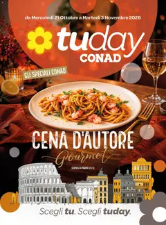 Anteprima dell'opuscolo Conad volantino Cena d'autore gourmet Lazio dal negozio Conad valido da 21/10/2026