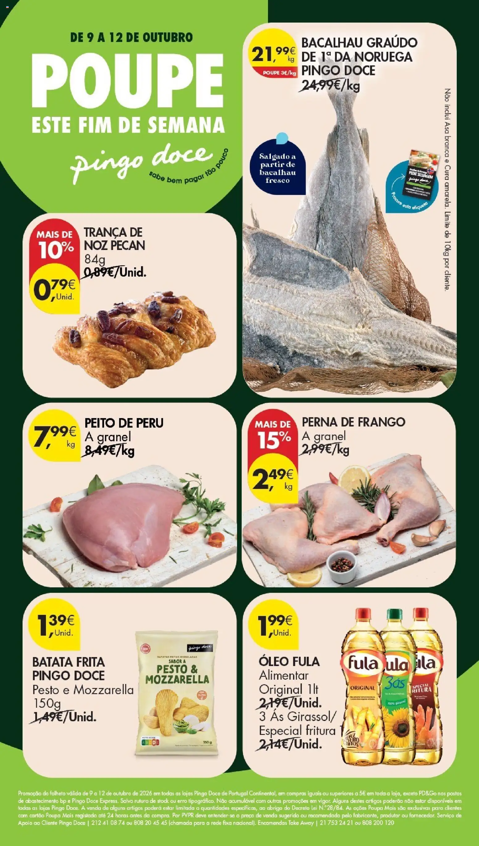 Pré-visualização do folheto da loja Pingo Doce válida a partir de 09/10/2026 - Bacalhau, Peru, Frango, Peixe, Batata, Pesto, Batatas fritas, Peito de peru