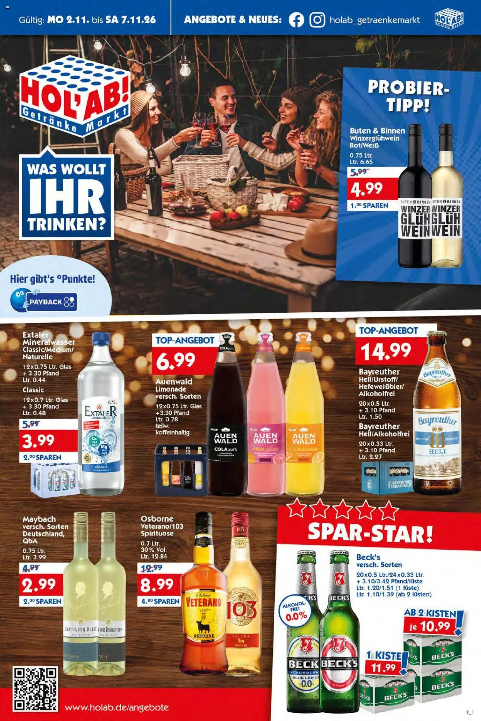 Vorschau von dem Prospekt des Geschäftes HOL’AB!, gültig ab dem 02.11.2026 - Mineralwasser, Alkohol, Limonade, Osborne