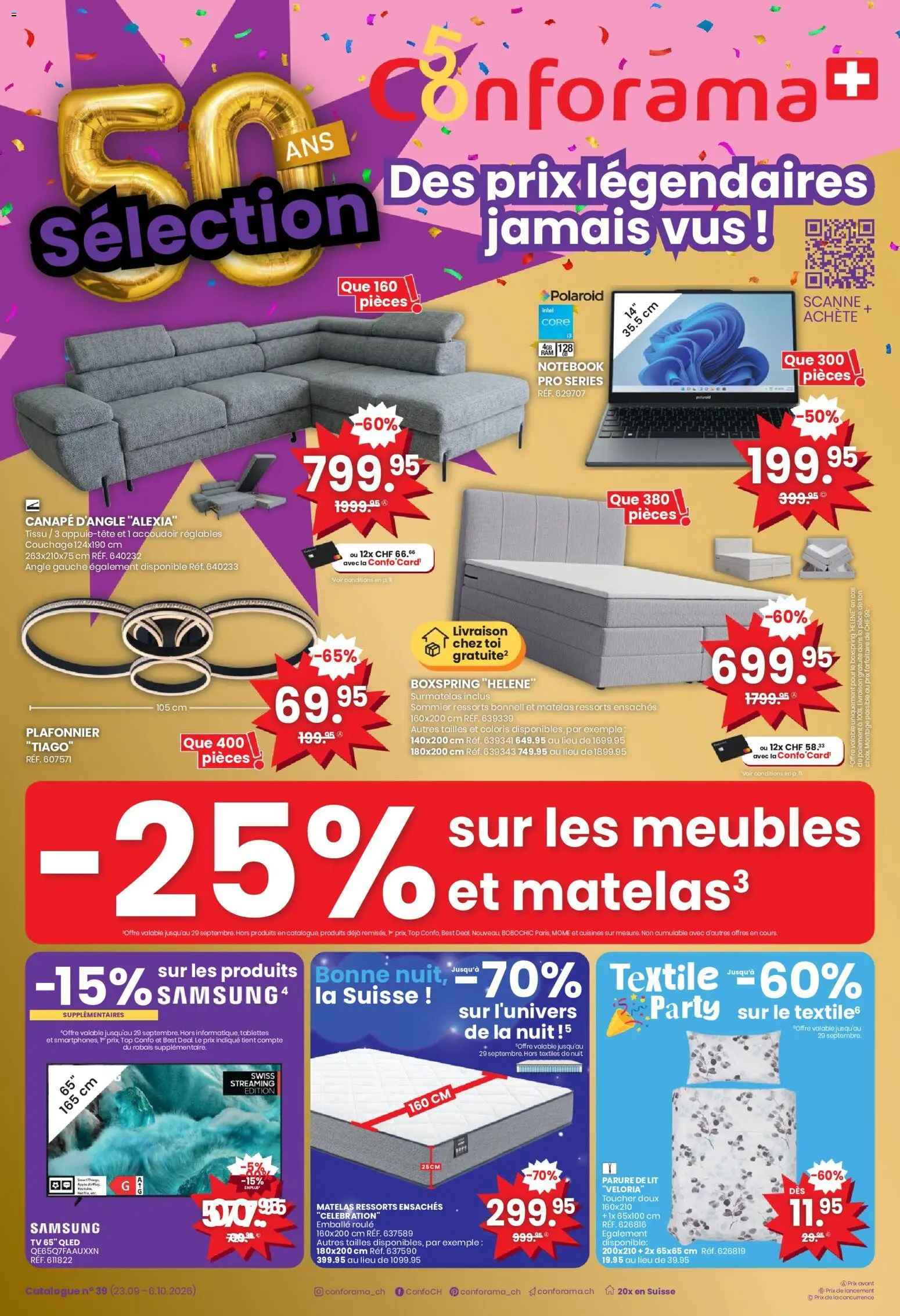 Vorschau des Merkblatts Conforama aktionen FR vom Shop Conforama gültig von 23.09.2026 bis 06.10.2026 - Samsung, TV, Notebook, Top