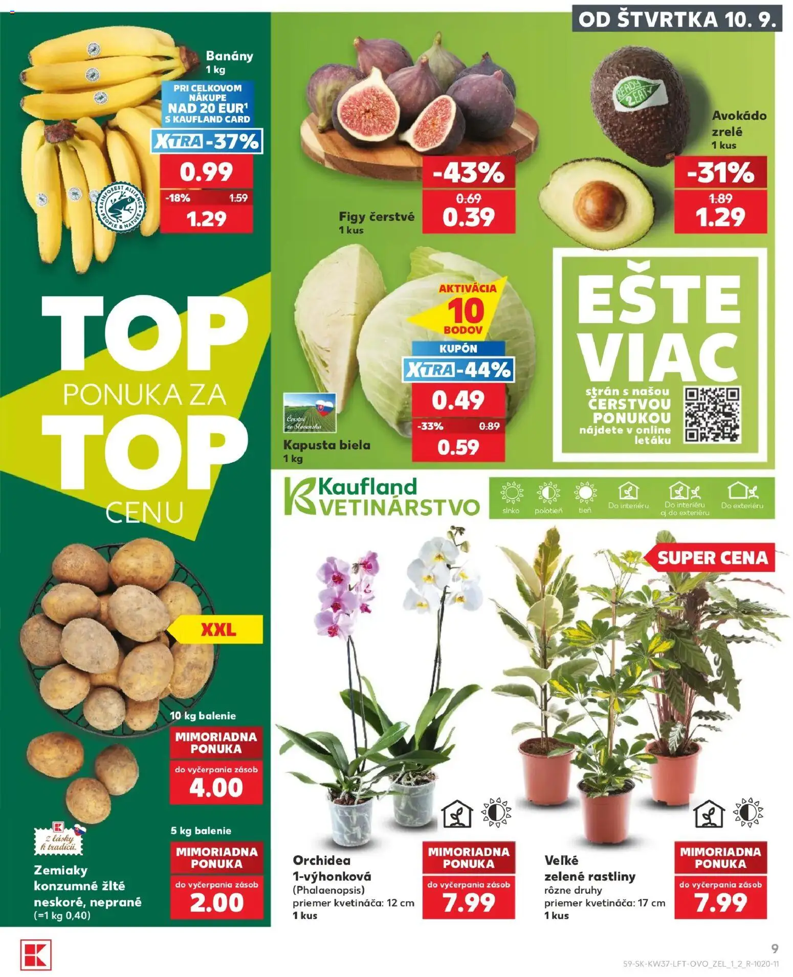Náhľad Kaufland letáku platného od 10.09.2026 - Avokádo, Orchidea, Kapusta, Zemiaky, Figy, Banány, Kapusta biela