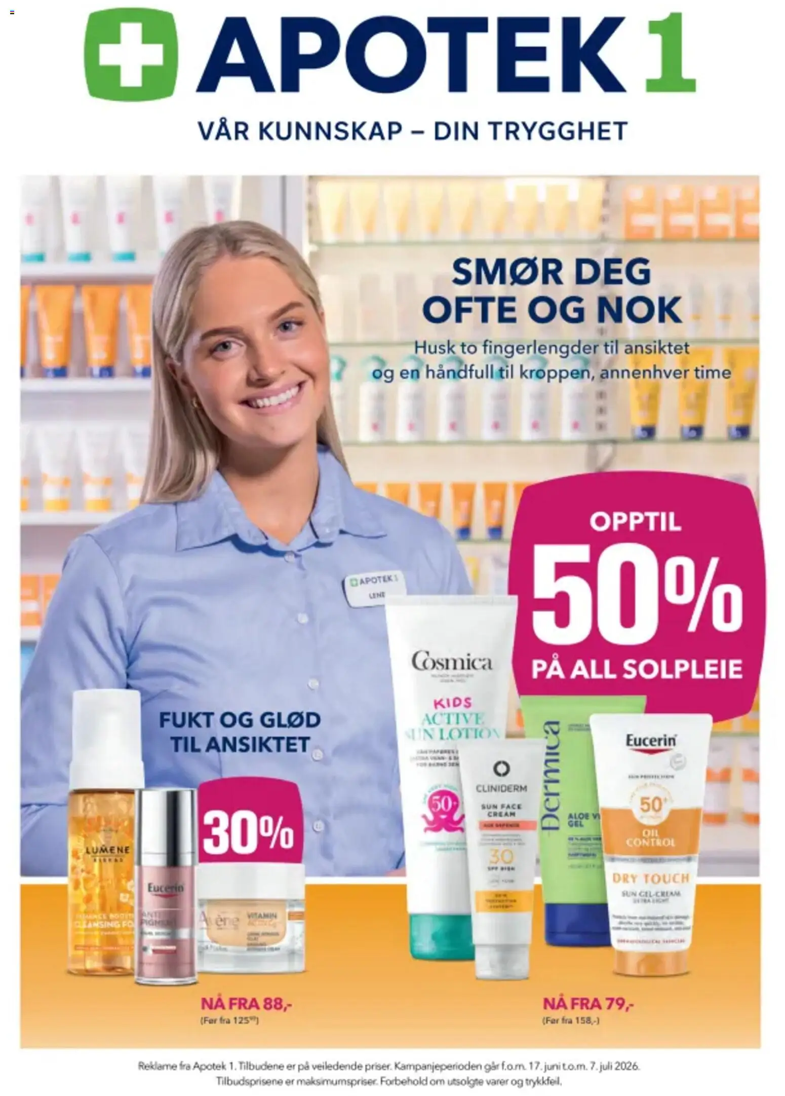 Forhåndsvis Apotek 1 kundeavis fra butikk Apotek 1 gyldig fra 17/06/2026 - Husk, Smør, 1, Aloe Vera