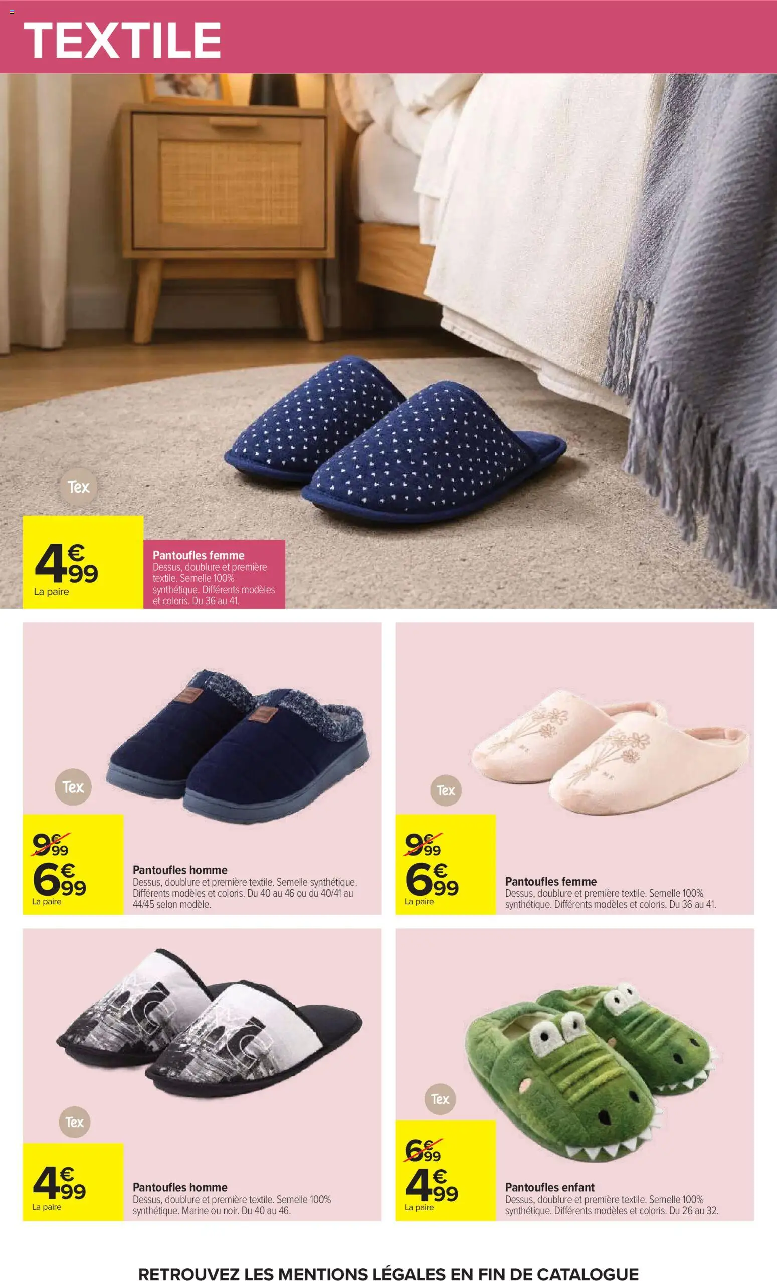 Prévisualisation de Carrefour catalogue du magasin Carrefour formulaire valide 20/10/2026 - Pantoufles femme, Pantoufles homme