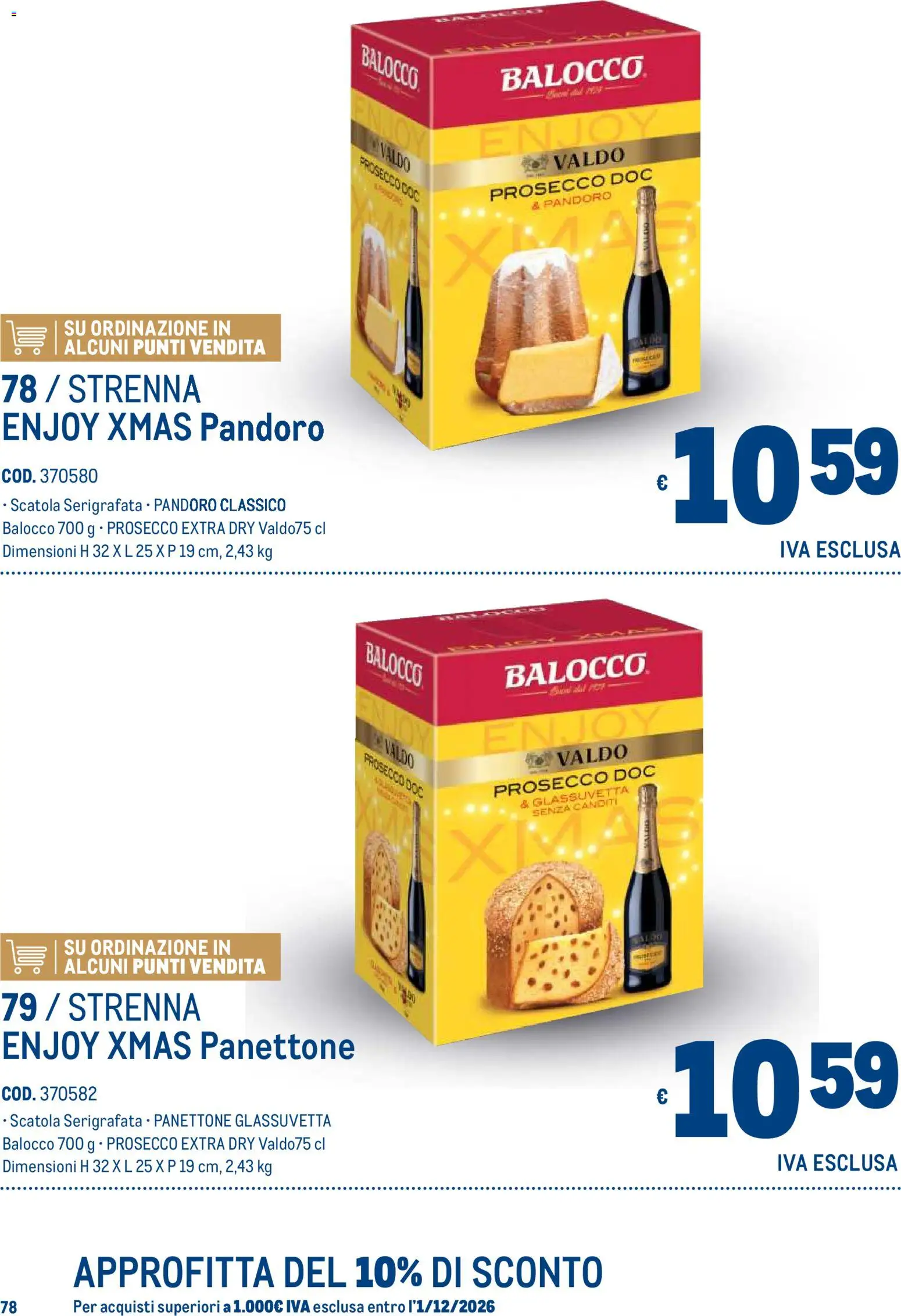 Anteprima dell'opuscolo Metro volantino Regalistica Natale dal negozio Metro valido da 19/10/2026 - Panettone, Prosecco, Pandoro, Scatola