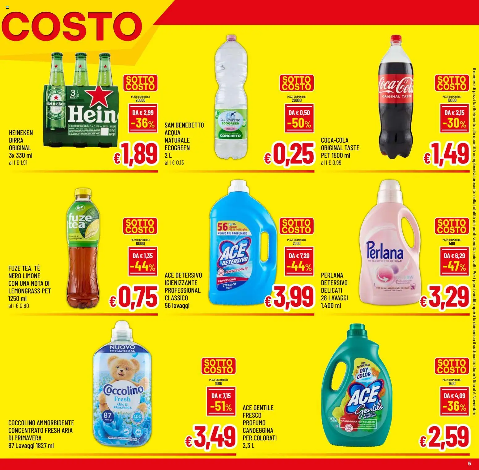 Anteprima dell'opuscolo A&O volantino dal negozio A&O valido da 28/10/2026 - Acqua, Birra, Limone, Profumo, Heineken, Candeggina, Ammorbidente, Tè