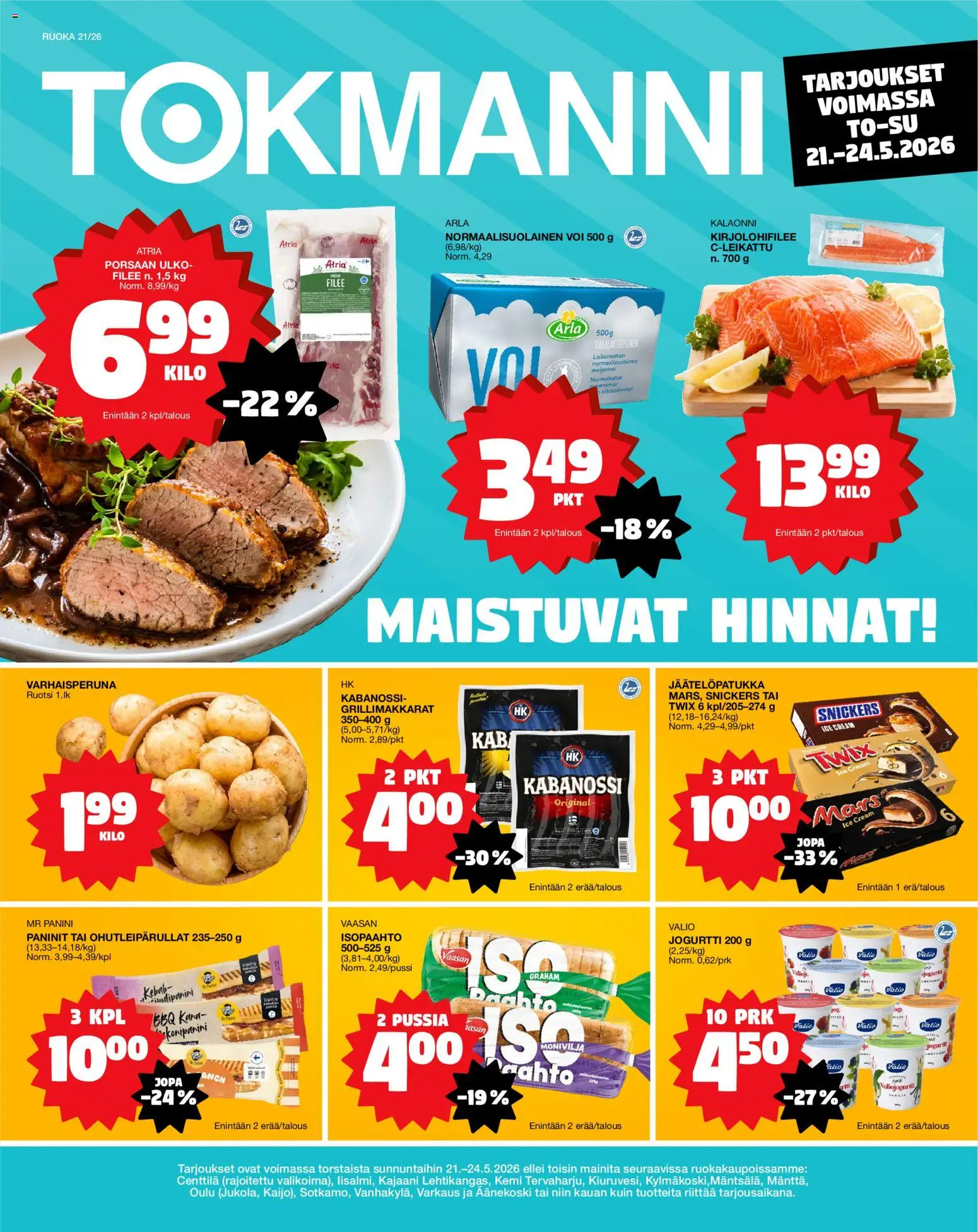 Kaupan Tokmanni Tokmanni ruokatarjoukset esikatselu, voimassa 21/05/2026