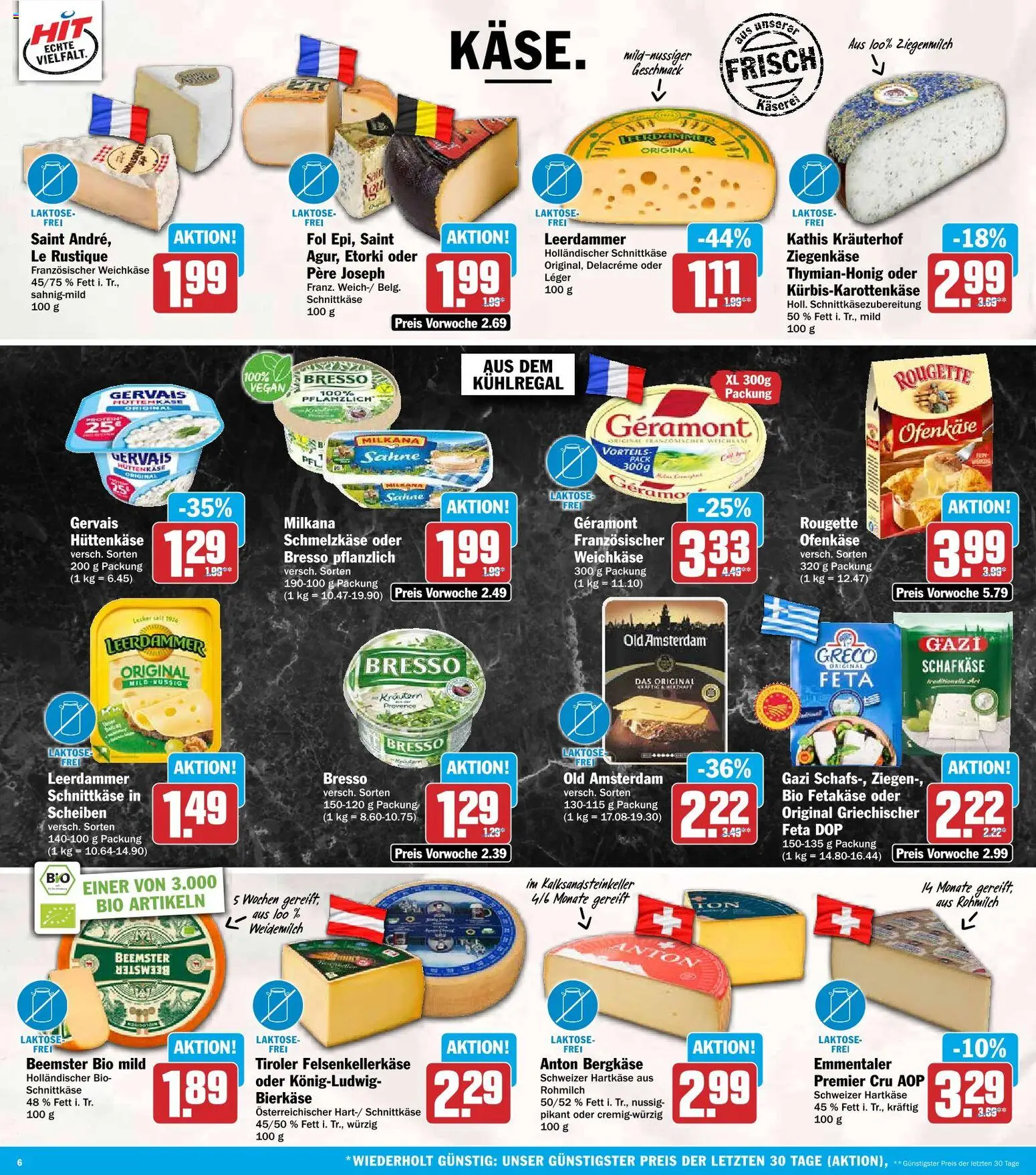 Vorschau von dem Prospekt des Geschäftes HIT, gültig ab dem 26.10.2026 - Hüttenkäse, Feta, Sahne, Ziegenkäse, Geramont, Leerdammer, Milkana, Rougette ofenkase