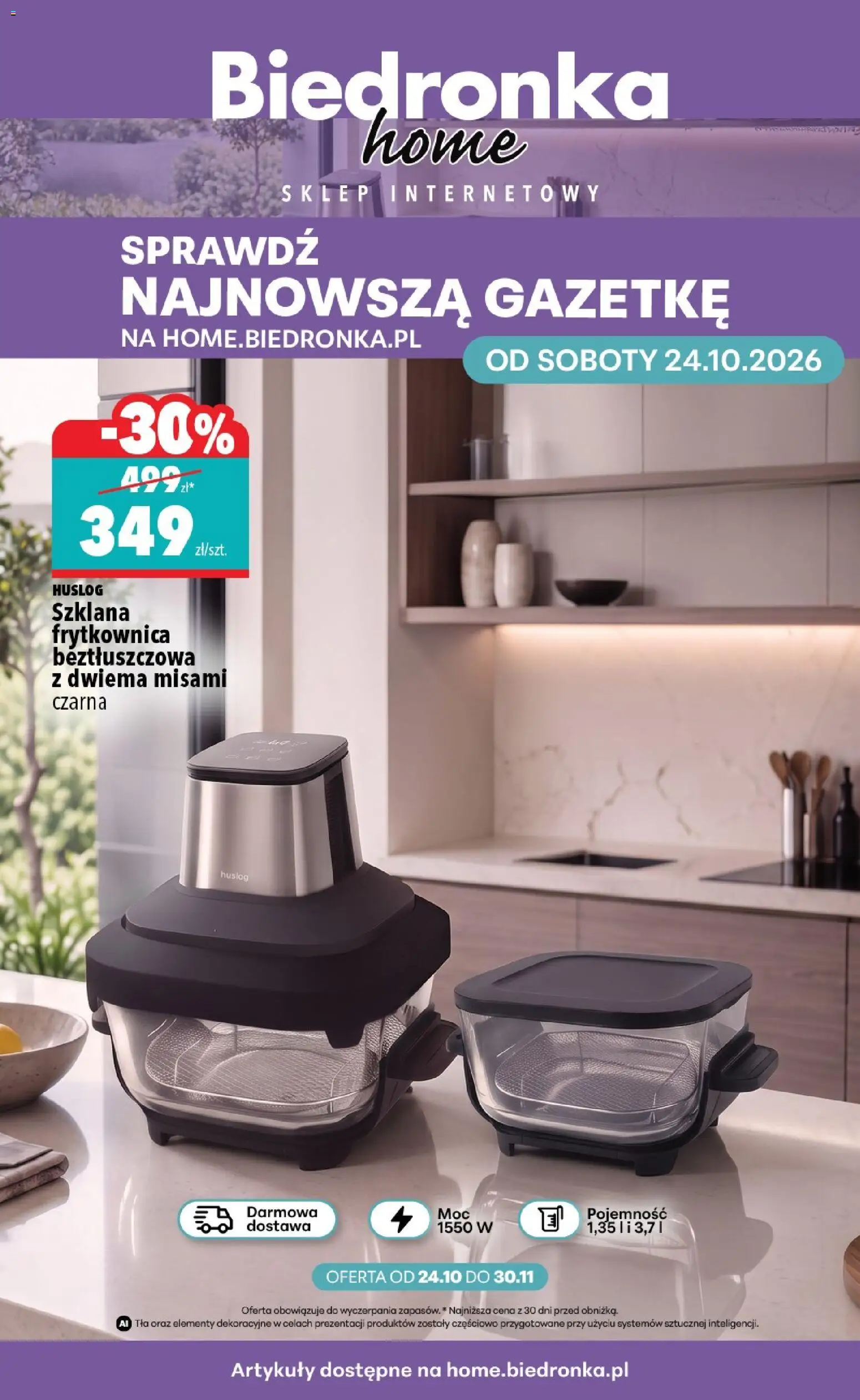 Pogląd gazetki "Biedronka gazetka - Home" ze sklepu Biedronka ważnej od 24.10.2026 - Frytkownica beztłuszczowa, Frytkownica