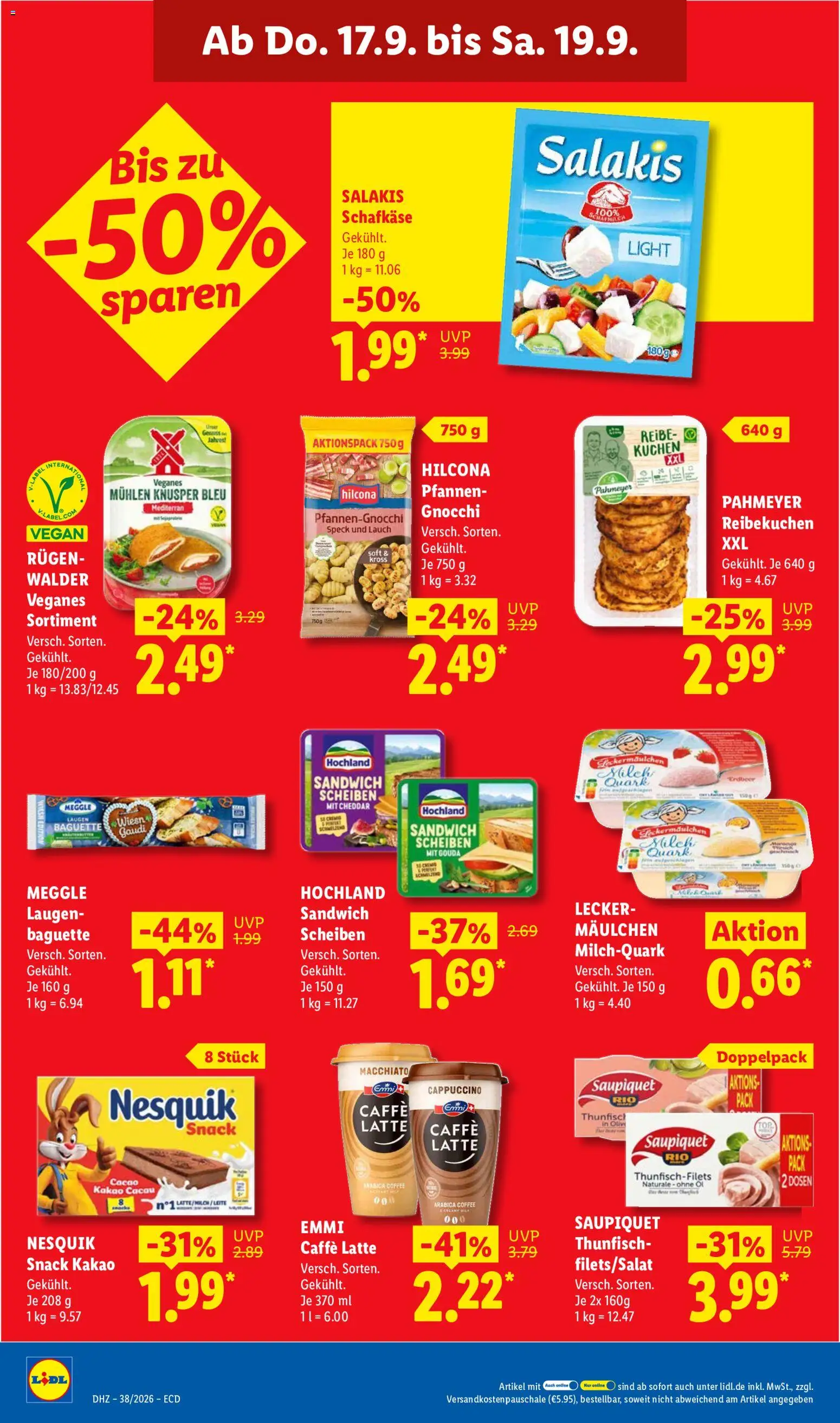 Vorschau von dem Prospekt des Geschäftes Lidl, gültig ab dem 14.09.2026 - Gnocchi, Quark, Baguette, Milch, Lauch, Feta, Gouda, Salakis