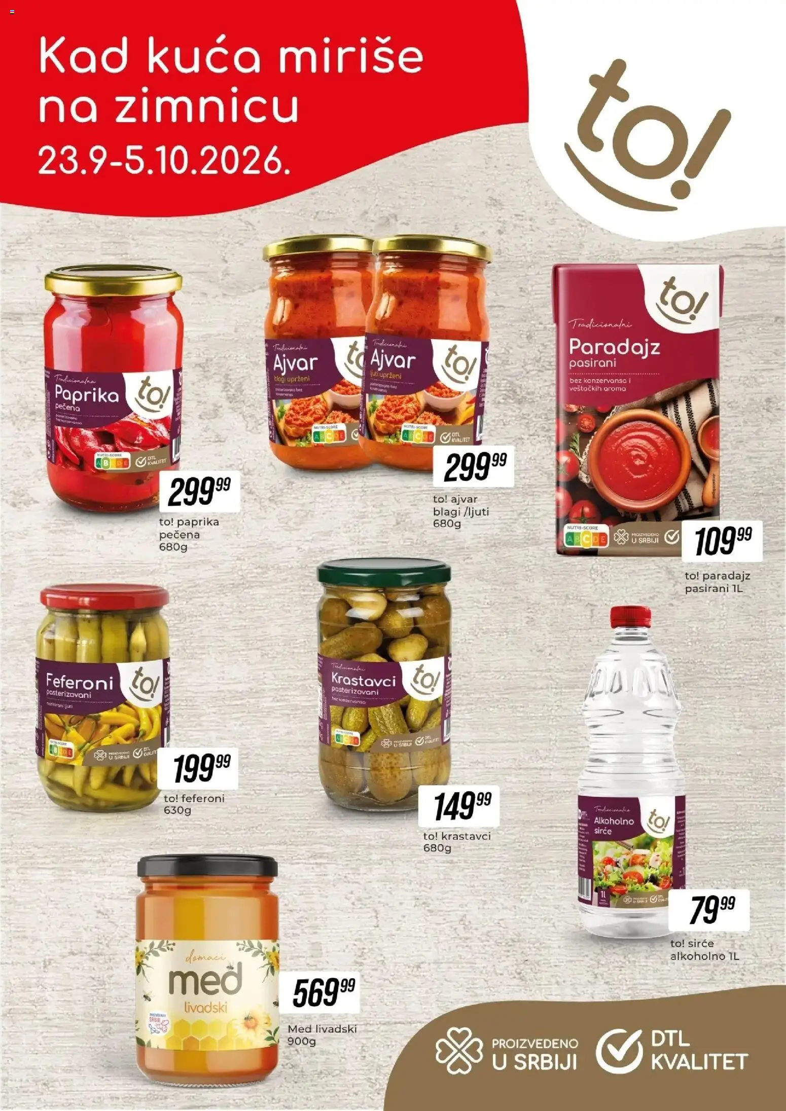Pregled Tekijanka kataloga - važi od 23.09.2026 - Paprika, Paradajz, Ajvar, Med, Feferoni, Krastavci, Sirće