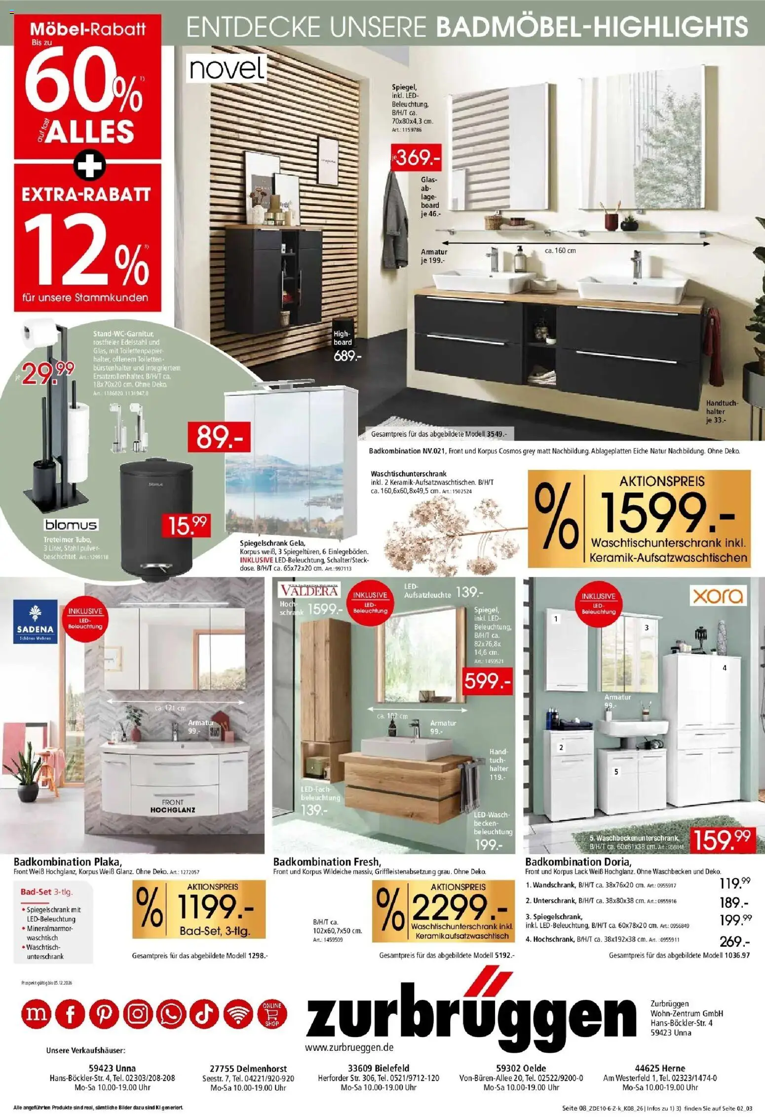 Vorschau von dem Prospekt des Geschäftes Zurbrüggen, gültig ab dem 24.10.2026 - Bilder, Uhr, Waschbecken, Schrank, Waschtisch, Spiegelschrank, Armatur, Unterschrank