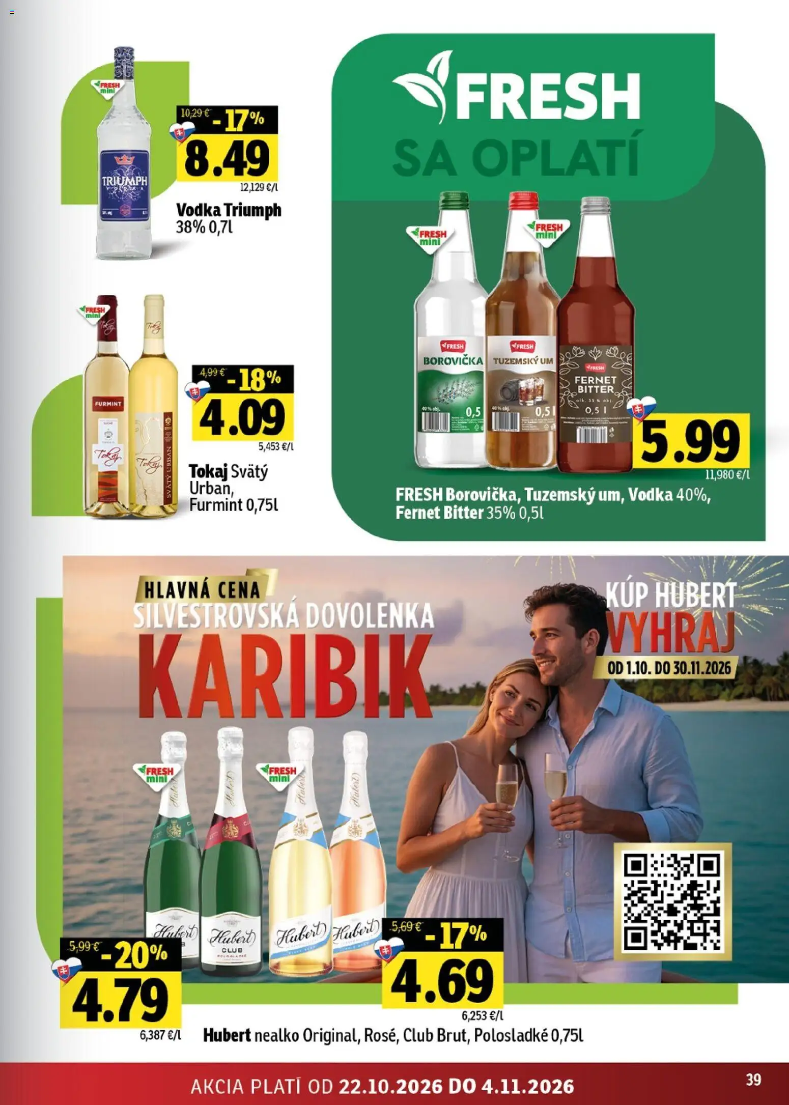 Náhľad Fresh letáku platného od 22.10.2026 - Vodka, Borovička, Fernet