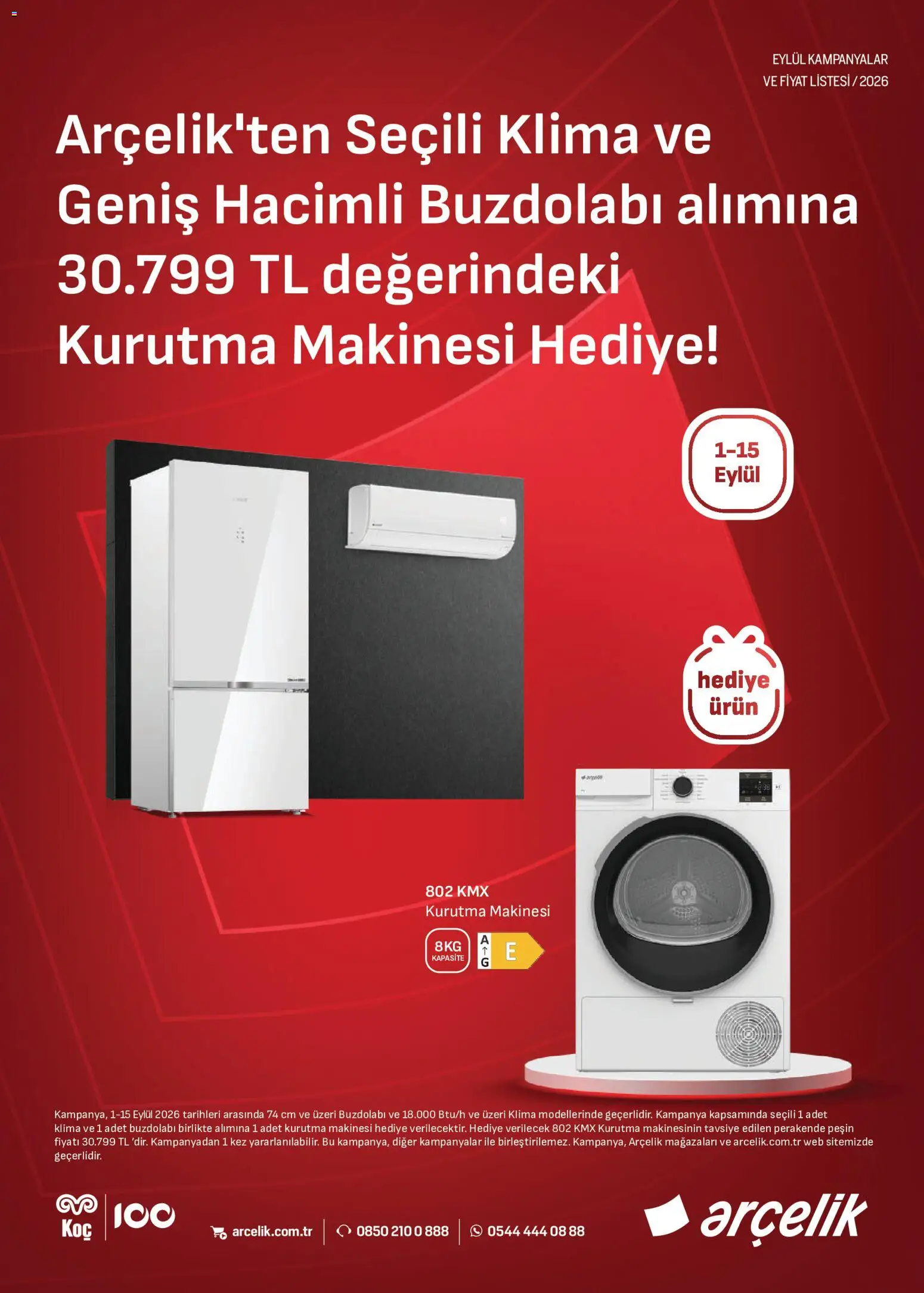 Arçelik Arçelik - İklimlendirme Kataloğu 01.09.2026 - Broşürünün önizlemesi - Kurutma makinesi, Buzdolabı, Klima
