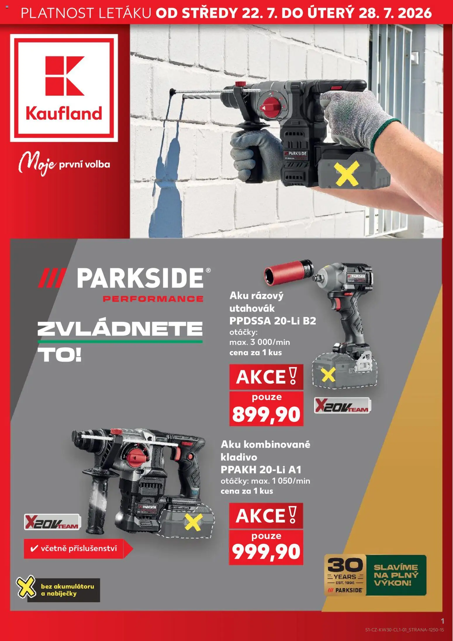 Náhled nabídky: Kaufland Kaufland leták - Praha 4 platný od 22.07.2026 - Parkside, Rázový utahovák, Kladivo, Aku rázový utahovák