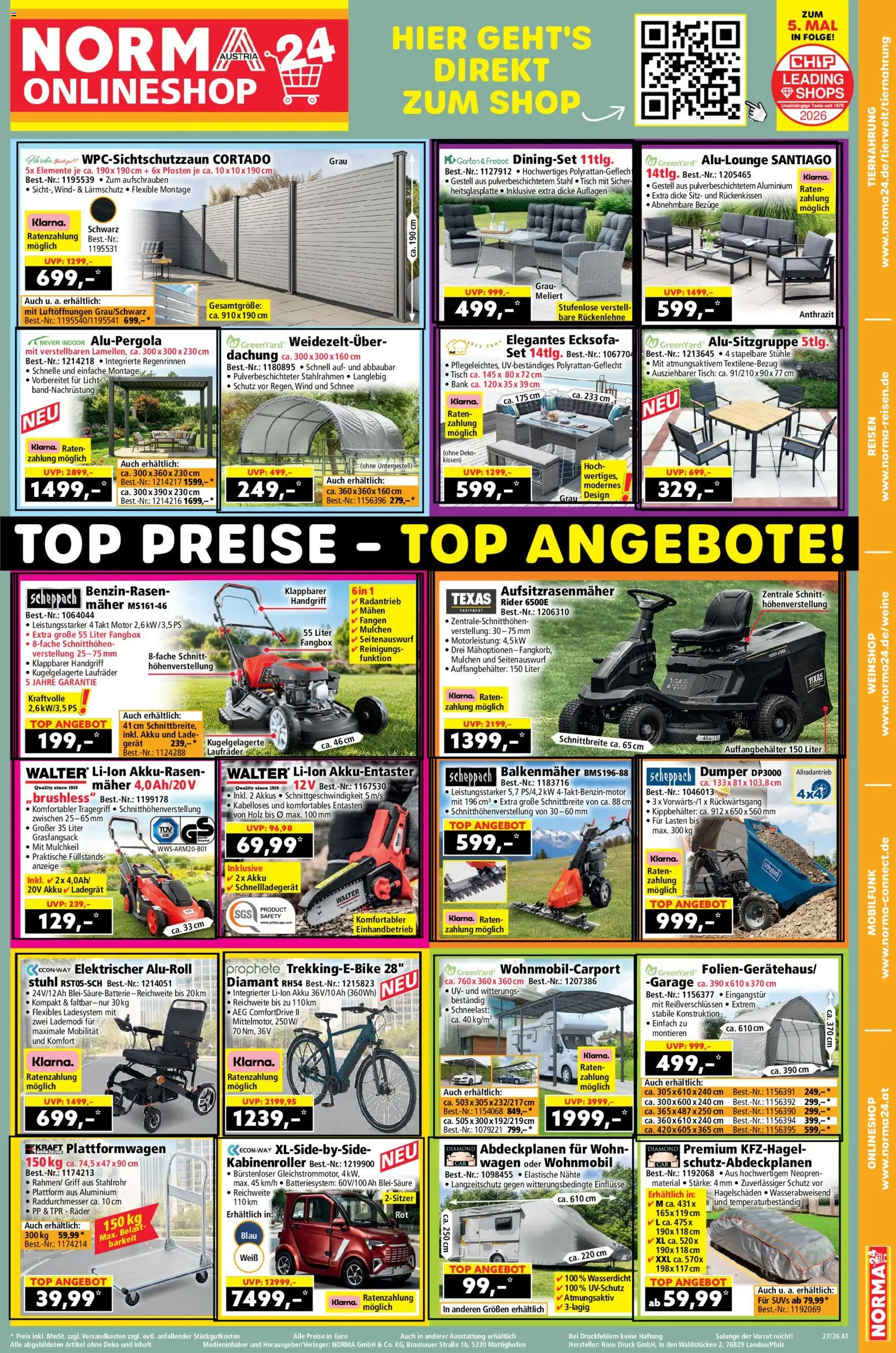 Vorschau der Angebote: Norma Norma Online shop gültig ab 27.04.2026 - Tisch, Stuhl, Kissen
