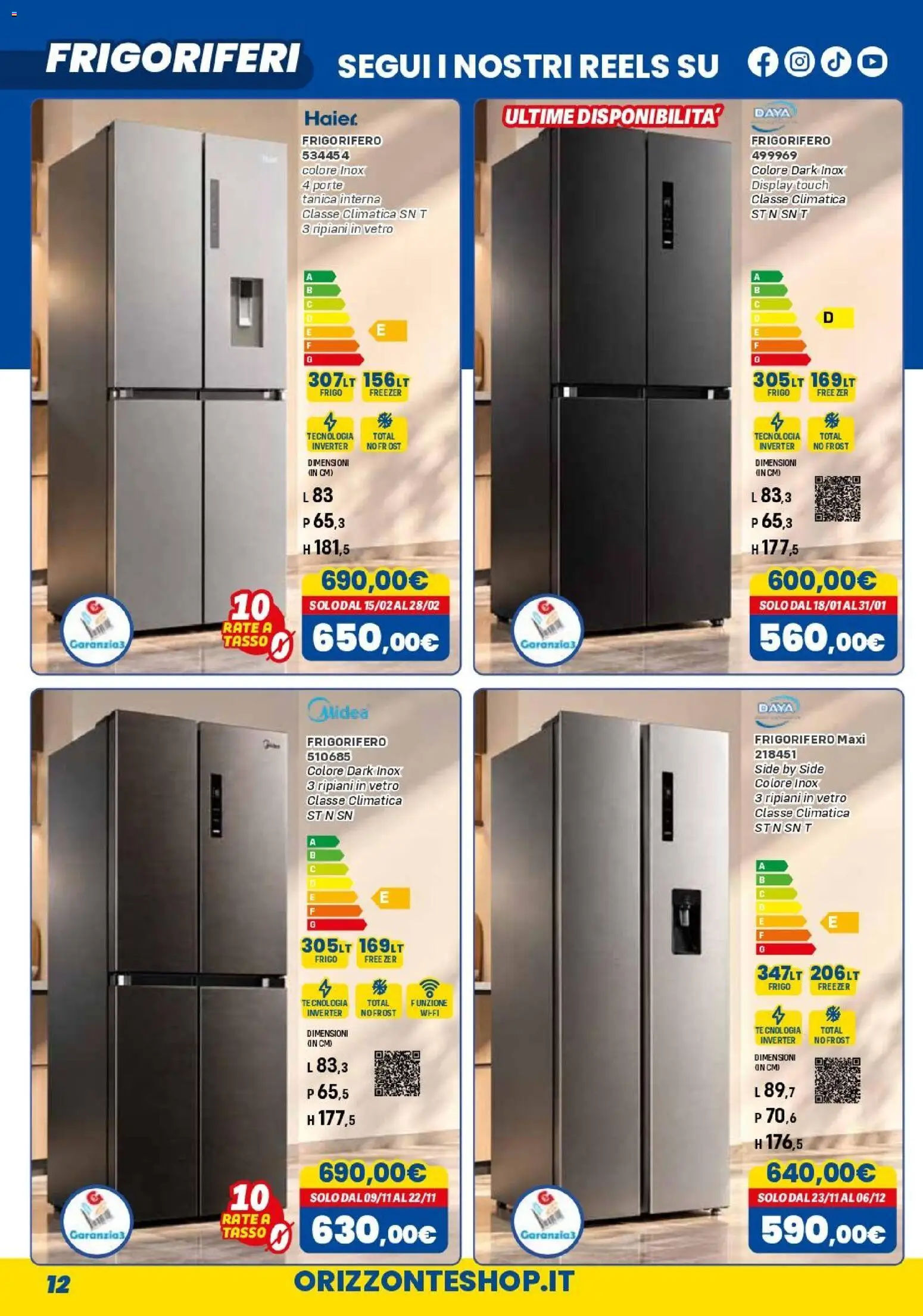 Anteprima dell'opuscolo Orizzonte volantino Elettro dal negozio Orizzonte valido da 01/11/2026 - Frigorifero, Freezer, Tè, Tanica