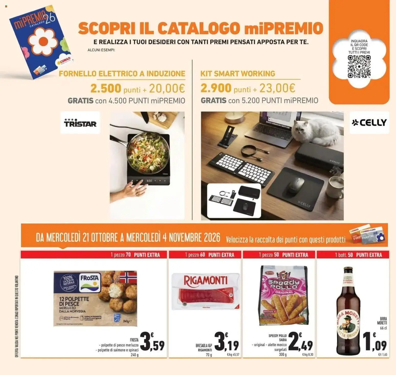 Anteprima dell'opuscolo Conad volantino Brembate di Sopra dal negozio Conad valido da 21/10/2026 - Pesce, Birra, Bresaola, Pollo, Polpette, Salmone, Spinaci, Birra Moretti