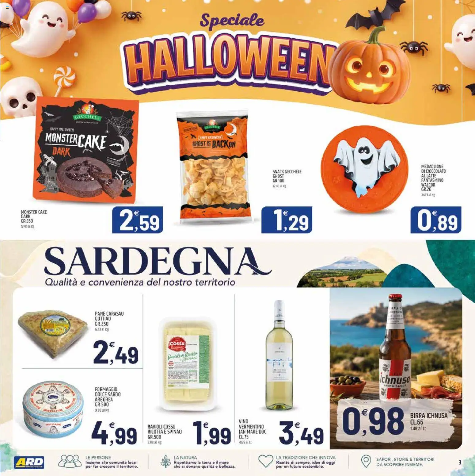 Anteprima dell'opuscolo ARD Discount volantino Sardegna dal negozio ARD Discount valido da 19/10/2026 - Pane, Birra, Latte, Terra, Cioccolato, Formaggio, Ravioli, Spinaci