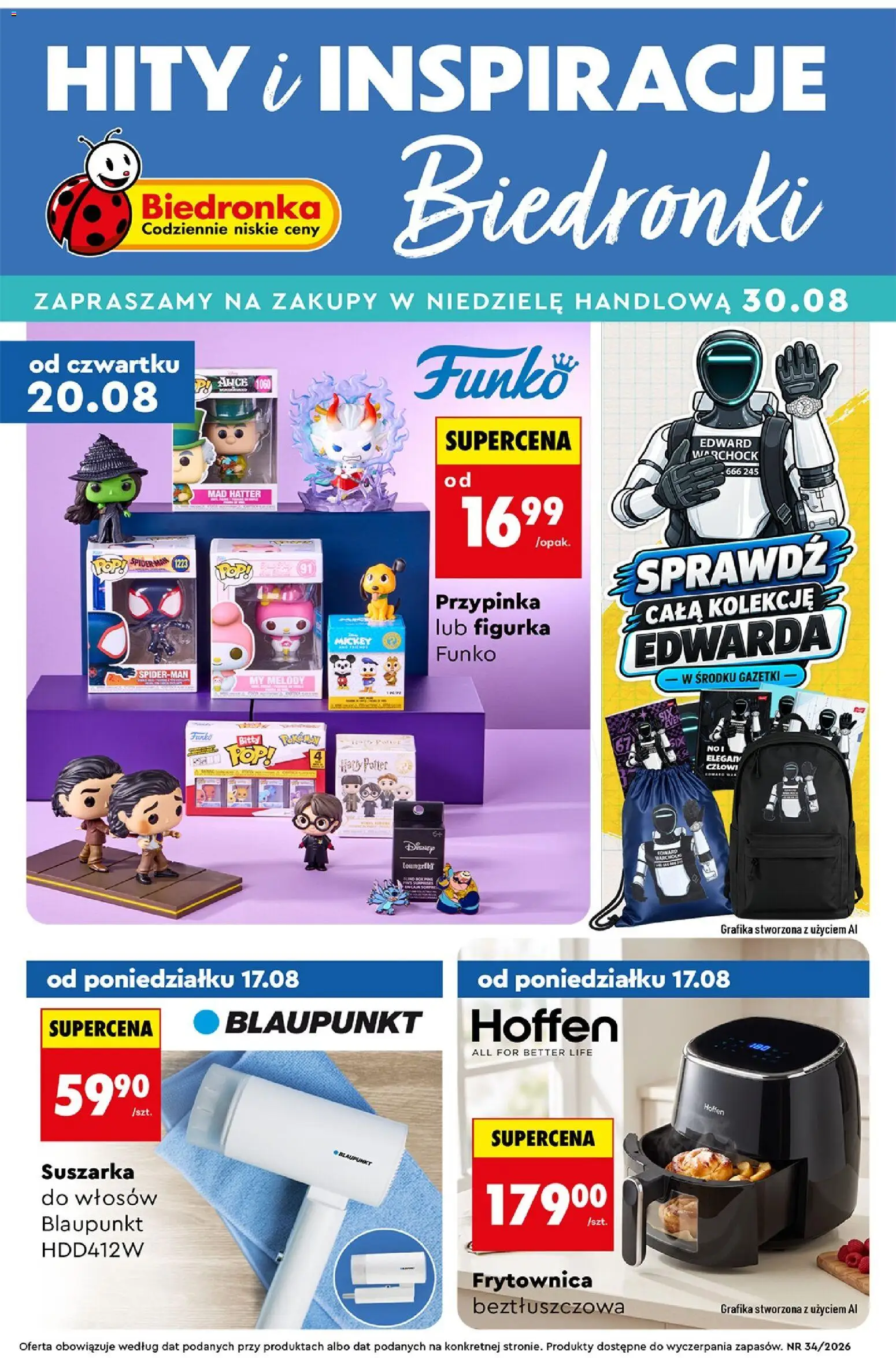 Pogląd gazetki "Biedronka gazetka - Hity i inspiracje" ze sklepu Biedronka ważnej od 17.08.2026 - Suszarka do włosów, Top, Suszarka