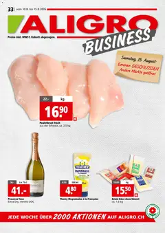 Vorschau des Merkblatts Aligro aktionen Business Schlieren, Gossau SG, Frauenfeld, Rapperswil-Jona, Sargans, Bern vom Shop Aligro gültig von 10.08.2026 bis 15.08.2026