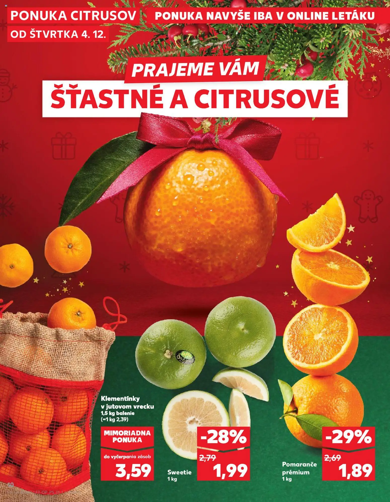 Náhľad Kaufland letáku platného od 04.12.2025 - Grapefruit, Pomaranče