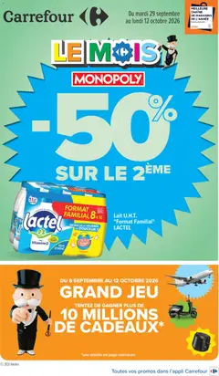 Prévisualisation de Carrefour Le mois monopoly produits laitiers du magasin Carrefour formulaire valide 29/09/2026