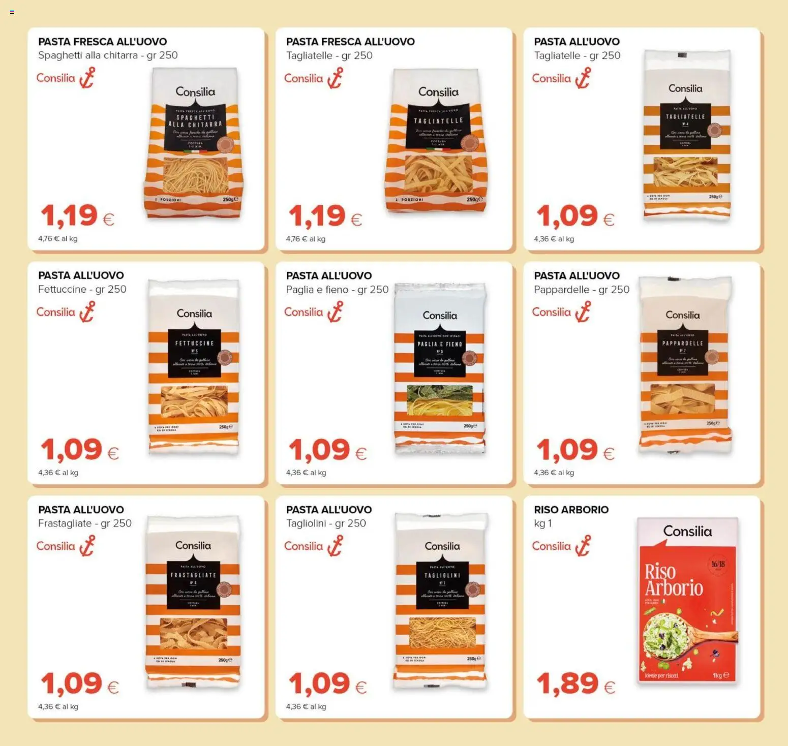 Anteprima dell'opuscolo Oasi volantino Prezzi Ribassati dal negozio Oasi valido da 21/08/2026 - Pasta, Tagliatelle, Spaghetti, Riso, Fettuccine