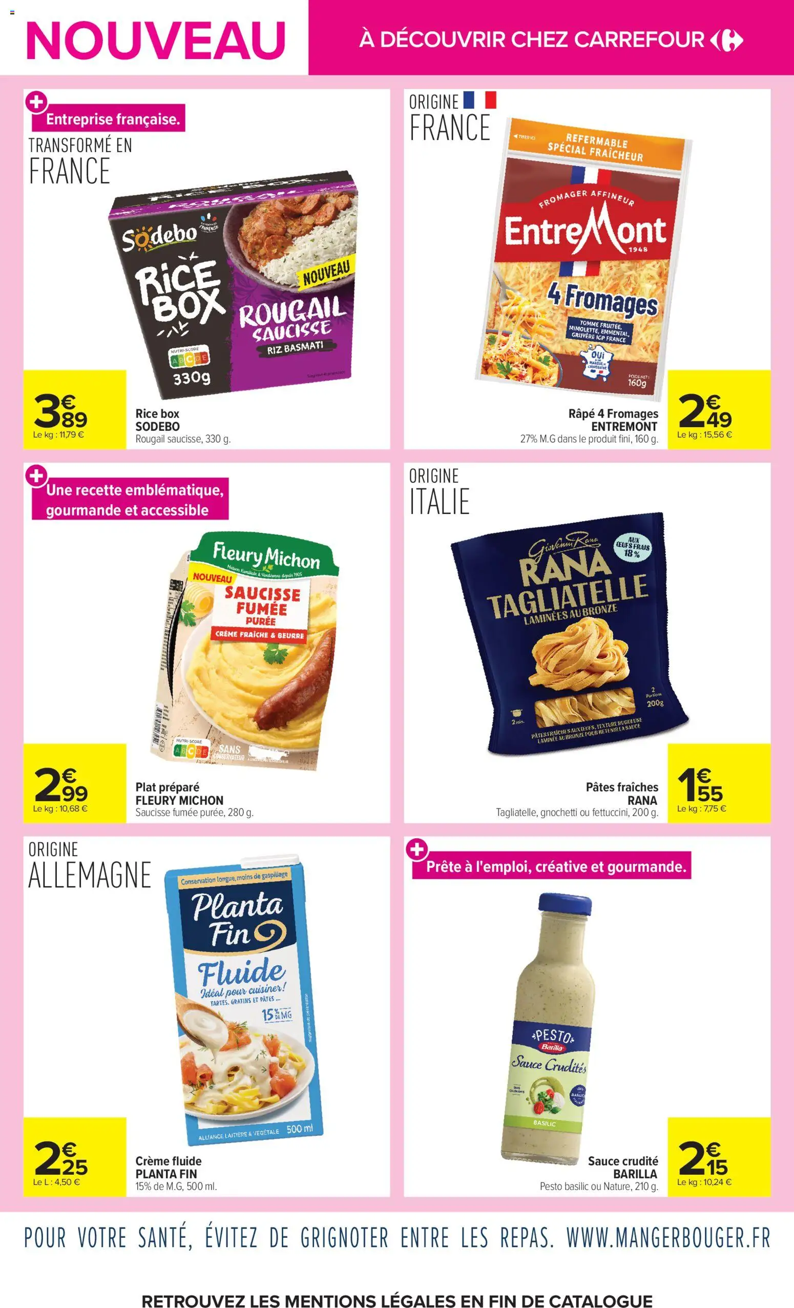 Prévisualisation de Carrefour Les nouveautés de novembre du magasin Carrefour formulaire valide 03/11/2026 - Alliance, Pesto, Beurre, Crème, Saucisse, Poids, Barilla, Gruyère