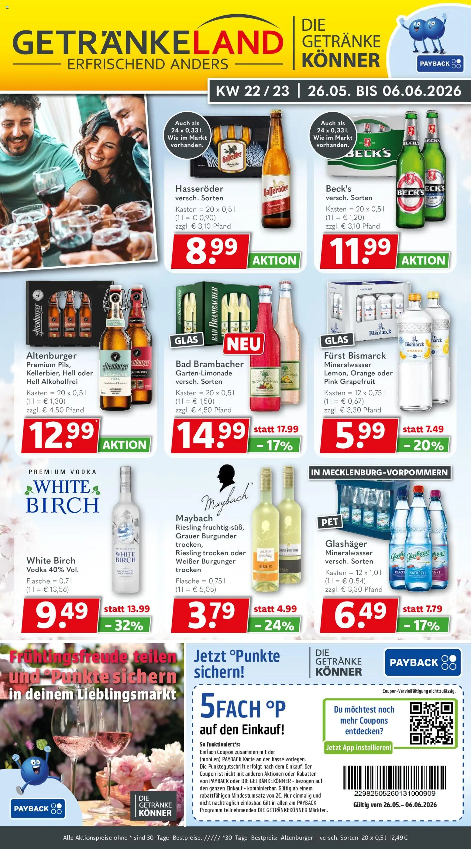 Vorschau von dem Prospekt des Geschäftes Getränkeland, gültig ab dem 26.05.2026 - Bad, Mineralwasser, Grapefruit, Vodka, Hasseröder, Pils