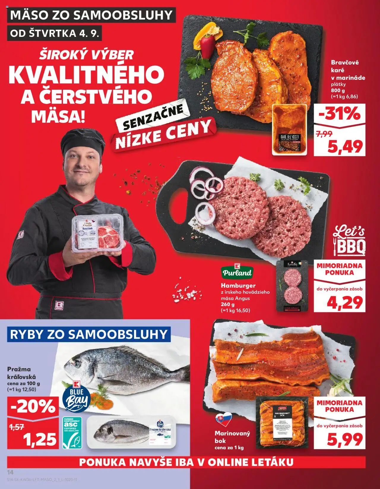 Náhľad Kaufland letáku platného od 04.09.2025 - Mäso, Ryby, Bravčové karé