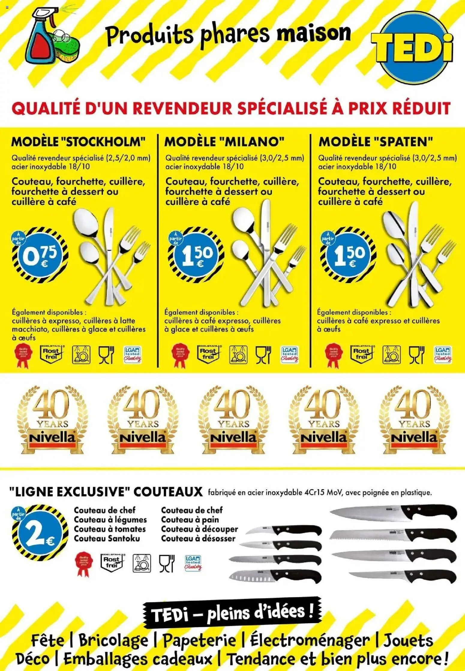 Prévisualisation de TEDi catalogue Pusey du magasin TEDi formulaire valide 21/10/2026 - Bricolage, Glace, Dessert, Œufs, Tomates, Cuillères, Cuillère, Couteaux