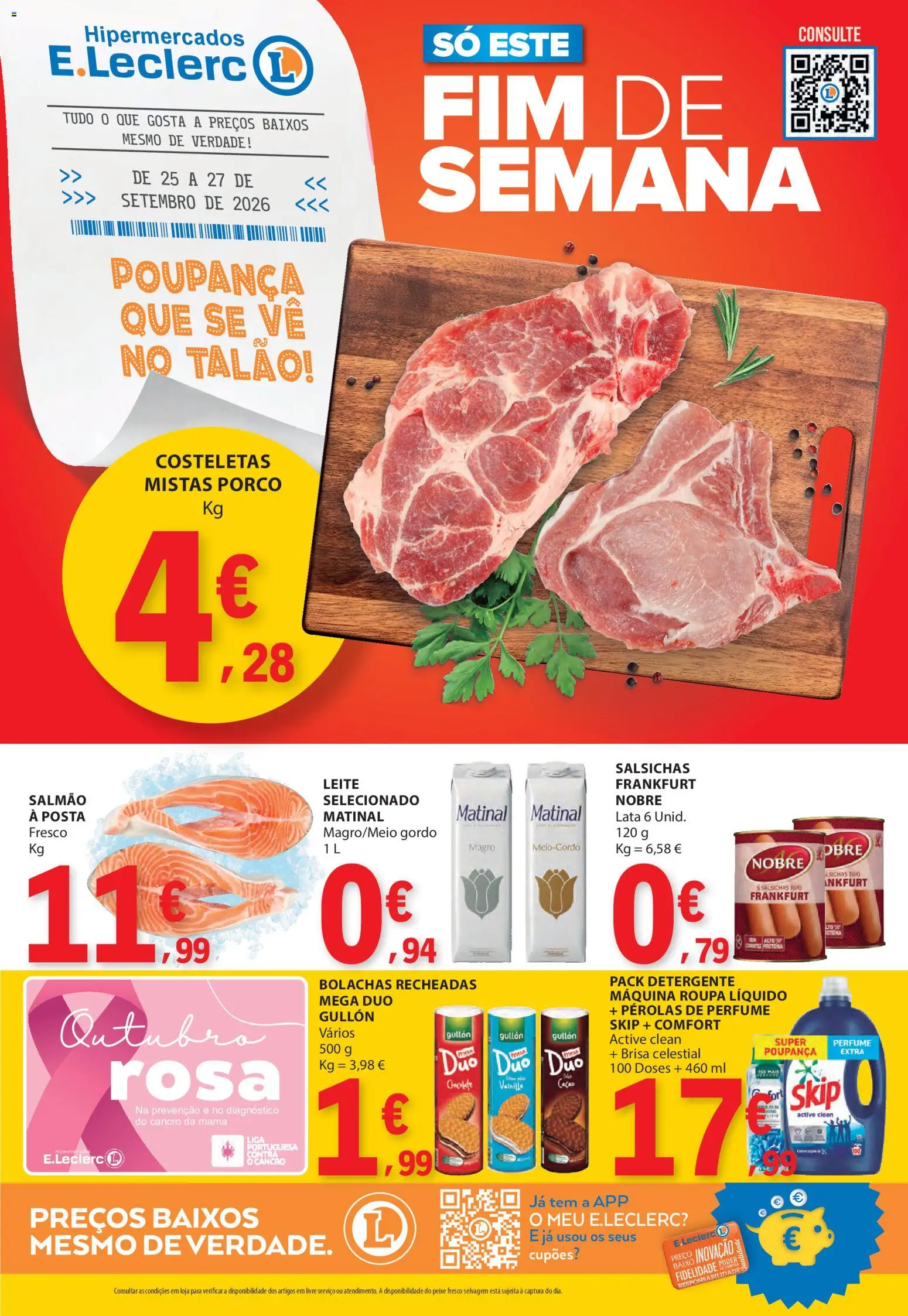 Pré-visualização do folheto da loja E.Leclerc válida a partir de 25/09/2026 - Perfume, Chocolate, Peixe, Bolachas, Salsichas, Leite, Detergente, Salmão
