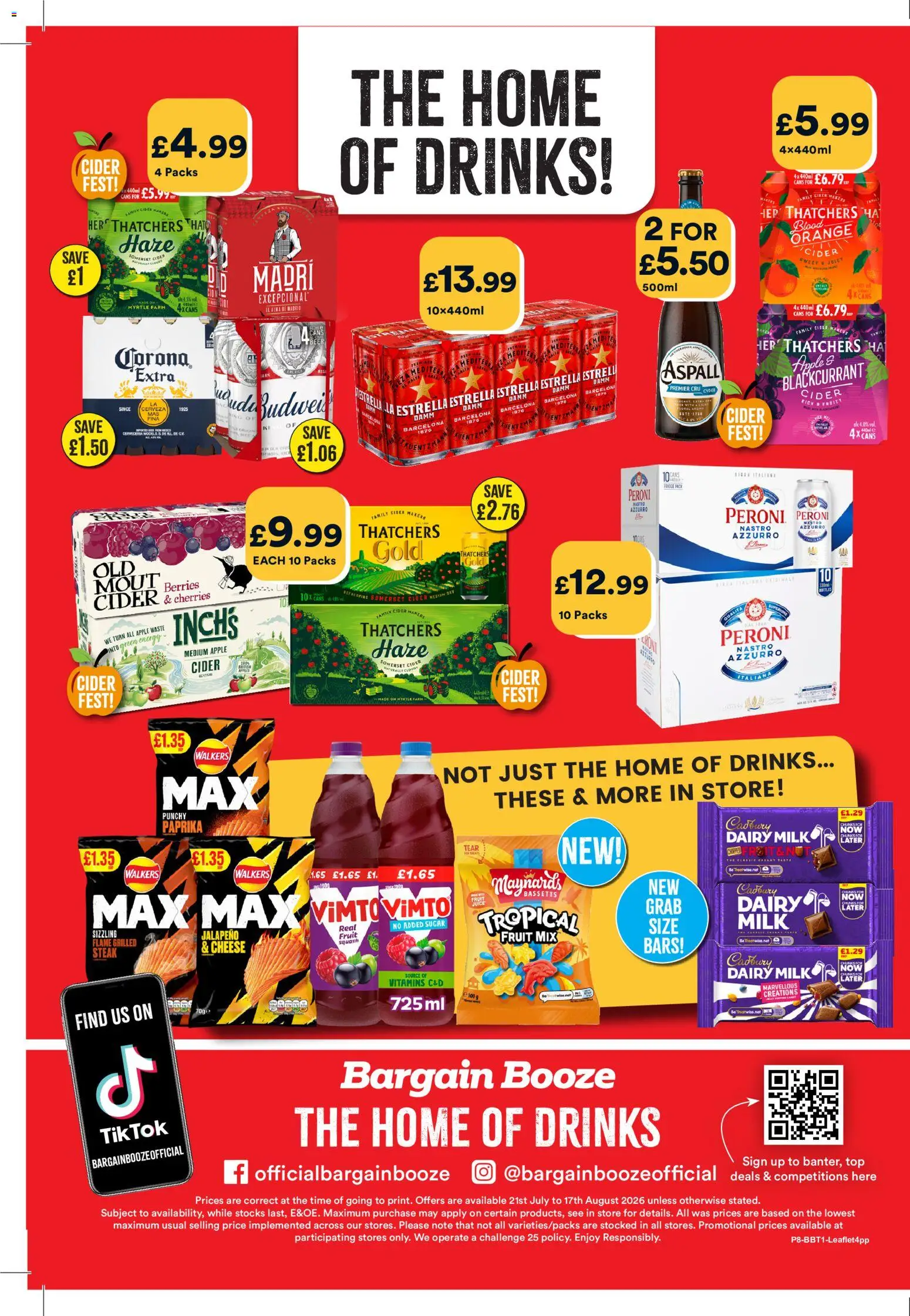 Preview of Bargain Booze Bargain Booze - Offers valid from 21/07/2026 - Apple, Cider, Steak, Cheese, Fruit, Drinks, Orange, Fridge