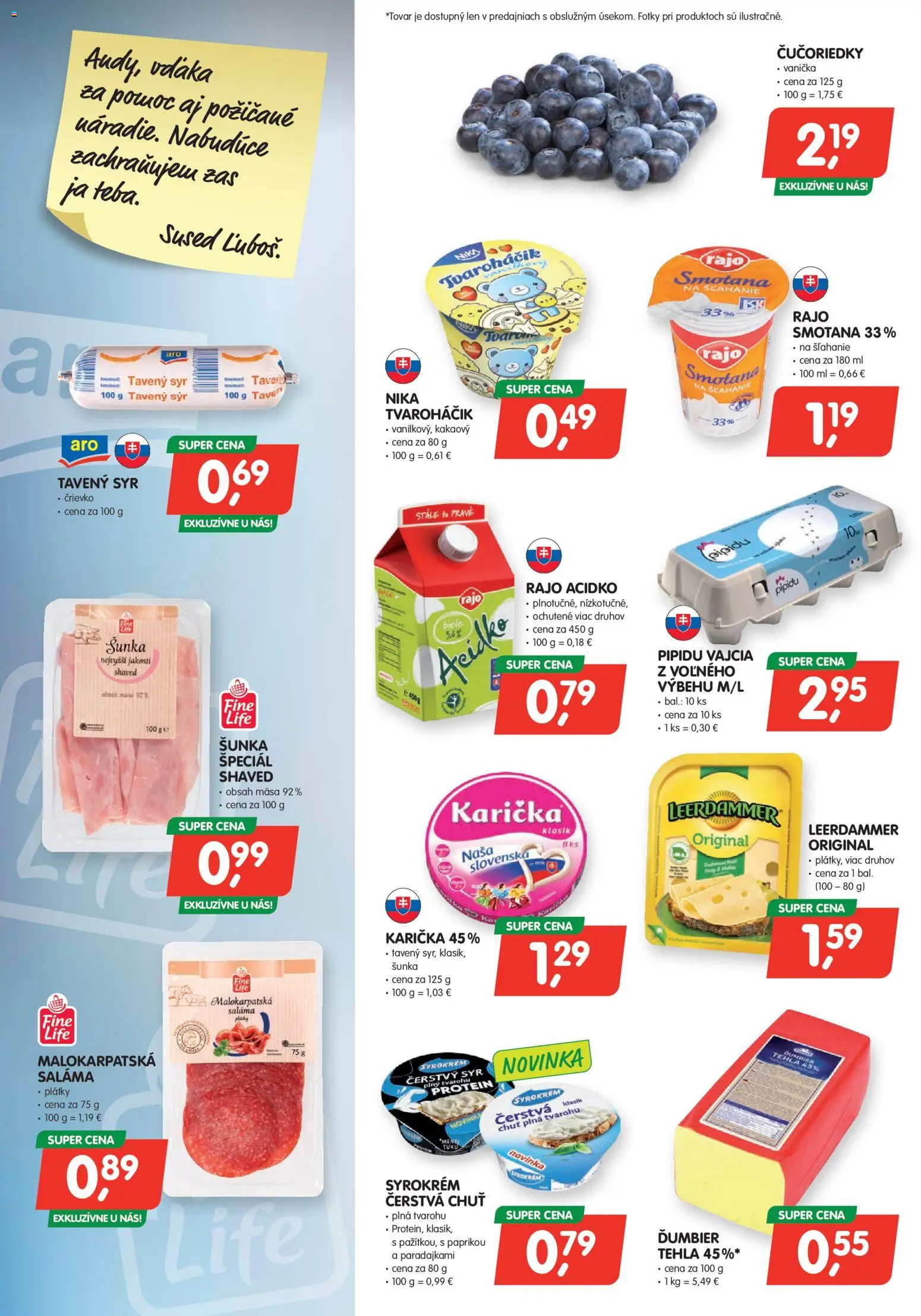 Náhľad Môj obchod letáku platného od 09.10.2026 - Protein, Čučoriedky, Vajcia, Šunka, Acidko, Smotana, Saláma, Tavený syr