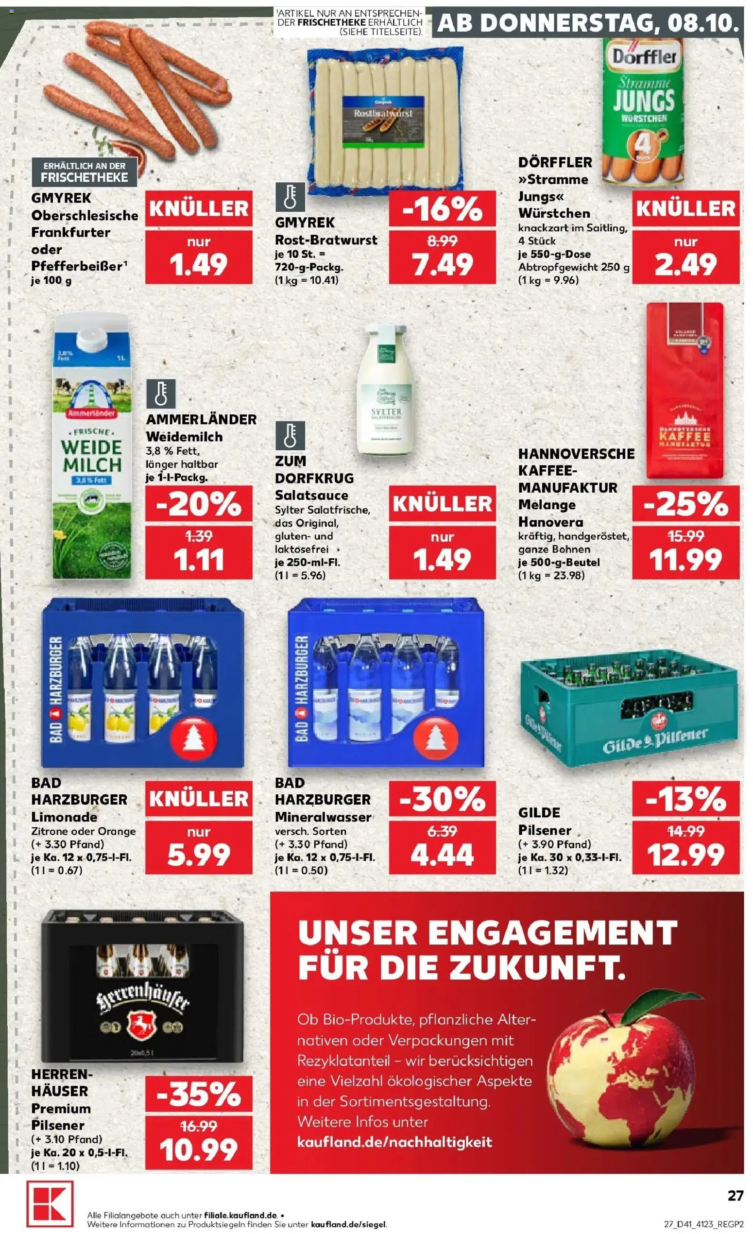 Vorschau von dem Prospekt des Geschäftes Kaufland, gültig ab dem 08.10.2026 - Kaffee, Bad, Mineralwasser, Milch, Zitrone, Limonade
