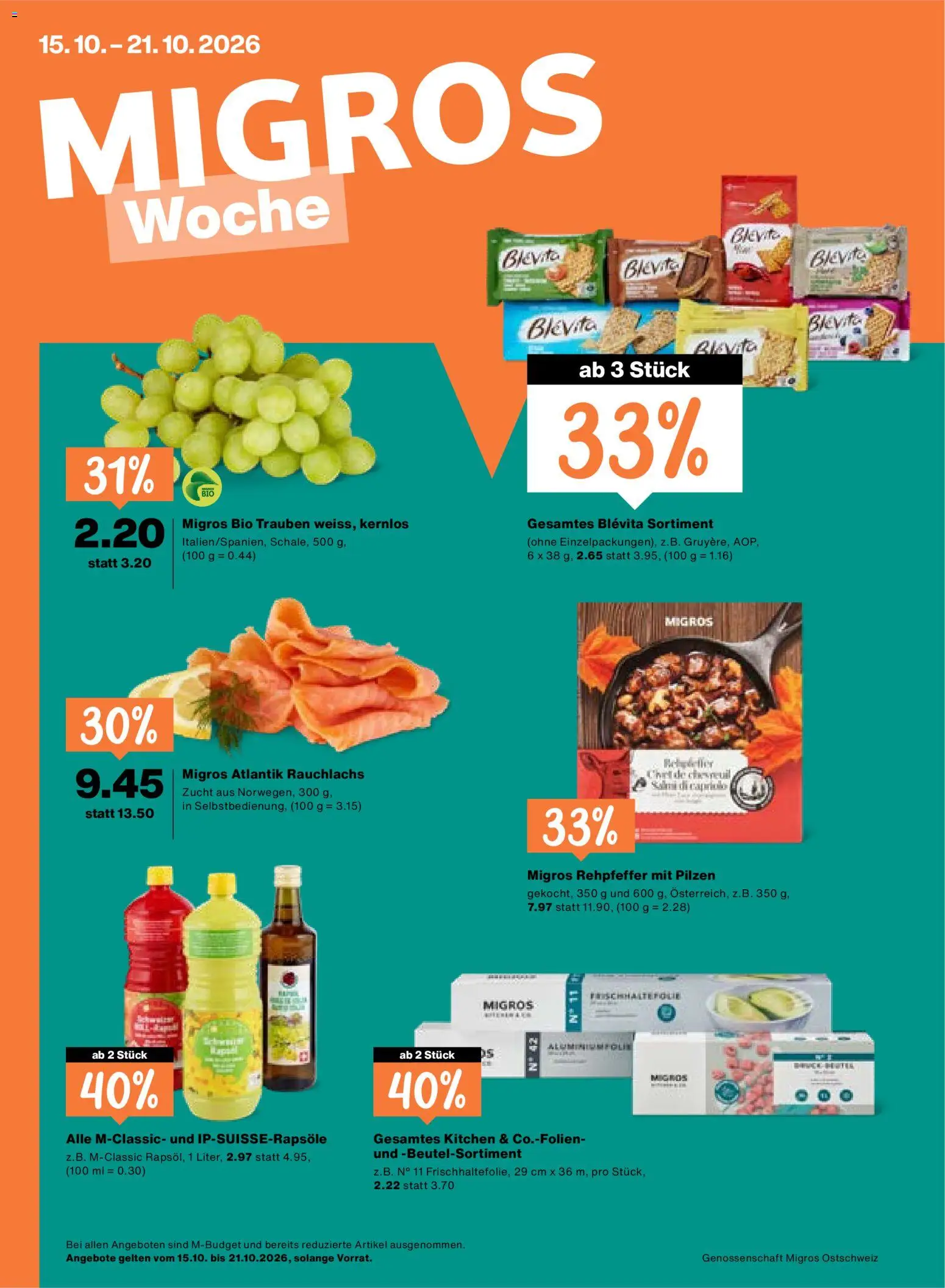 Vorschau des Merkblatts Migros aktionen vom Shop Migros gültig von 15.10.2026 bis 21.10.2026