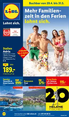 Vorschau des Merkblatts Lidl Aktionen Reisen vom Shop Lidl gültig von 29.04.2026 bis 31.05.2026