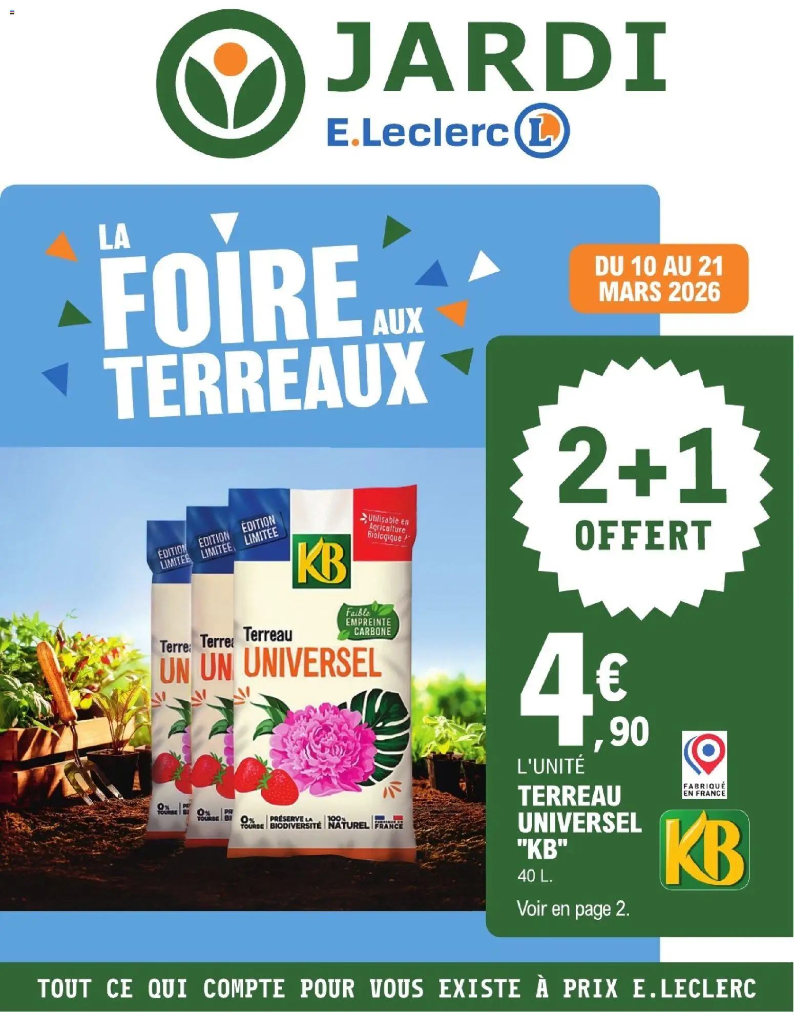 Prévisualisation de Brico E.Leclerc - Trafic jardi printemps 2 - terreaux du magasin Brico E.Leclerc formulaire valide 10/03/2026 - Terreau, Tourbe