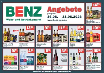 Vorschau von dem Prospekt des Geschäftes Benz Getränke, gültig ab dem 16.08.2026