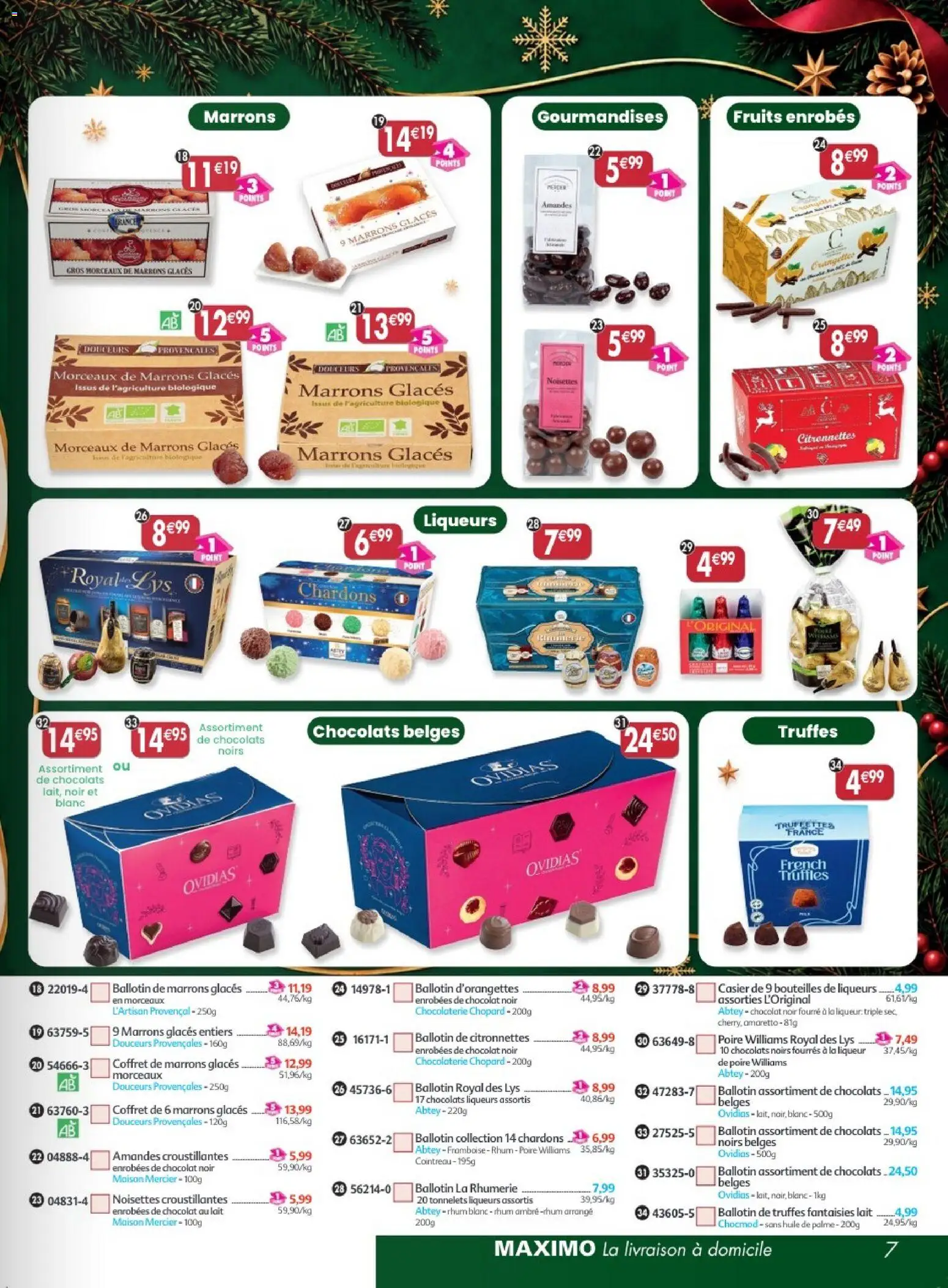 Prévisualisation de Maximo catalogue epicerie du magasin Maximo formulaire valide 26/10/2026 - Chocolat, Fruits, Lait, Glaces, Chocolat noir, Liqueur, Marrons glacés, Chocolat au lait