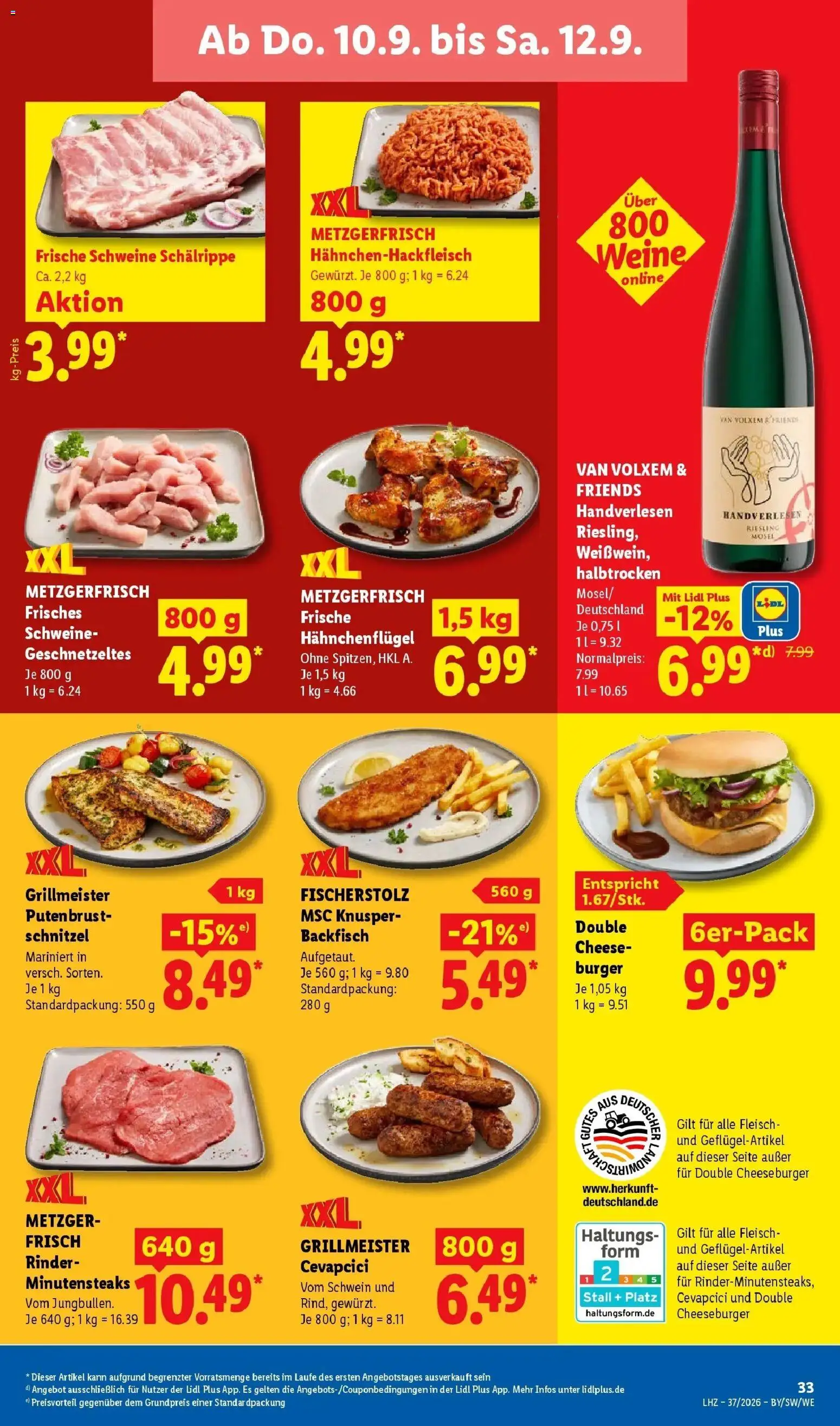 Vorschau von dem Prospekt des Geschäftes Lidl, gültig ab dem 07.09.2026 - Burger, Schnitzel, Cevapcici, Fleisch, Putenbrust