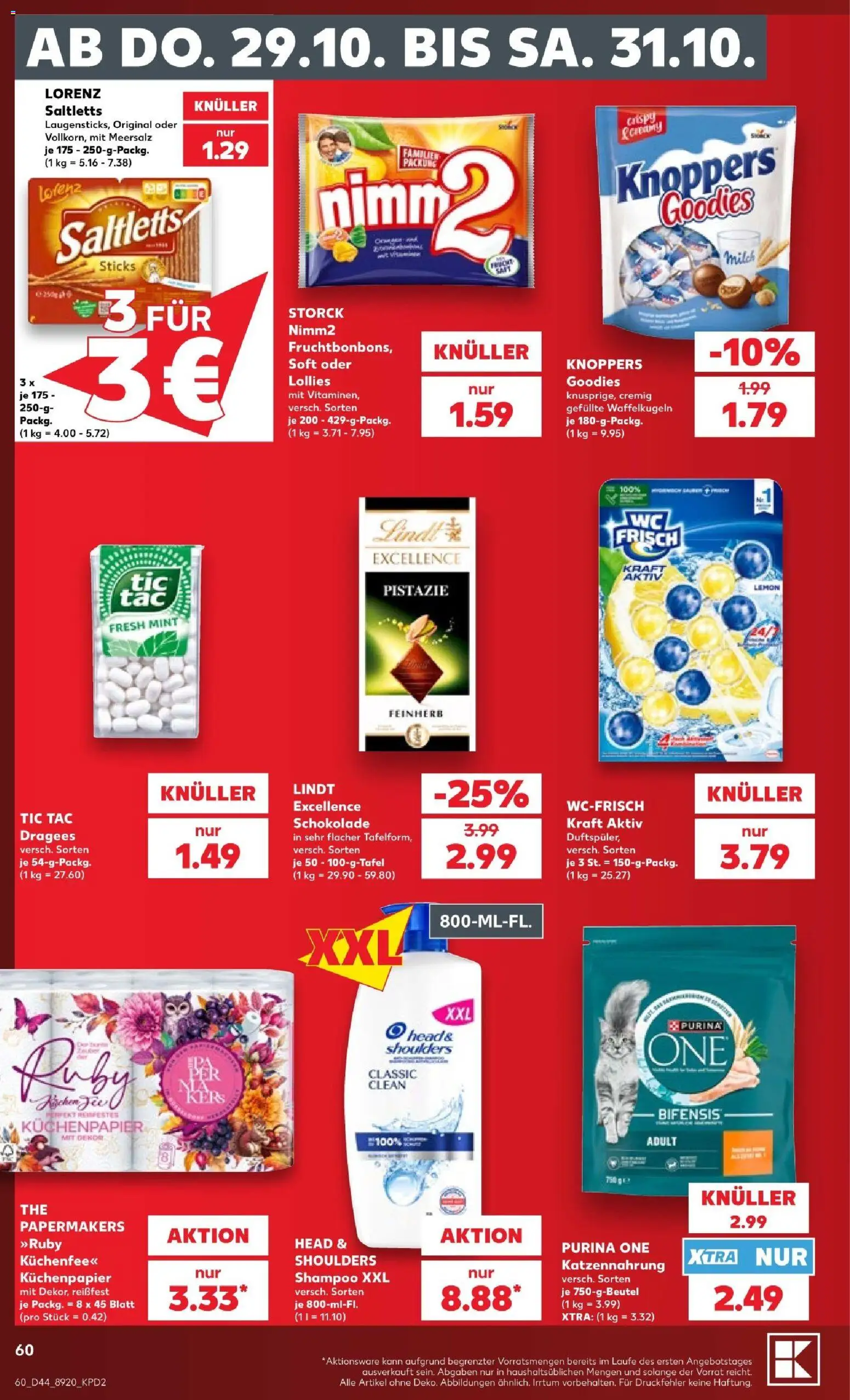 Vorschau von dem Prospekt des Geschäftes Kaufland, gültig ab dem 24.10.2026 - Schokolade, Lindt, Milch, Shampoo, Knoppers, Purina one