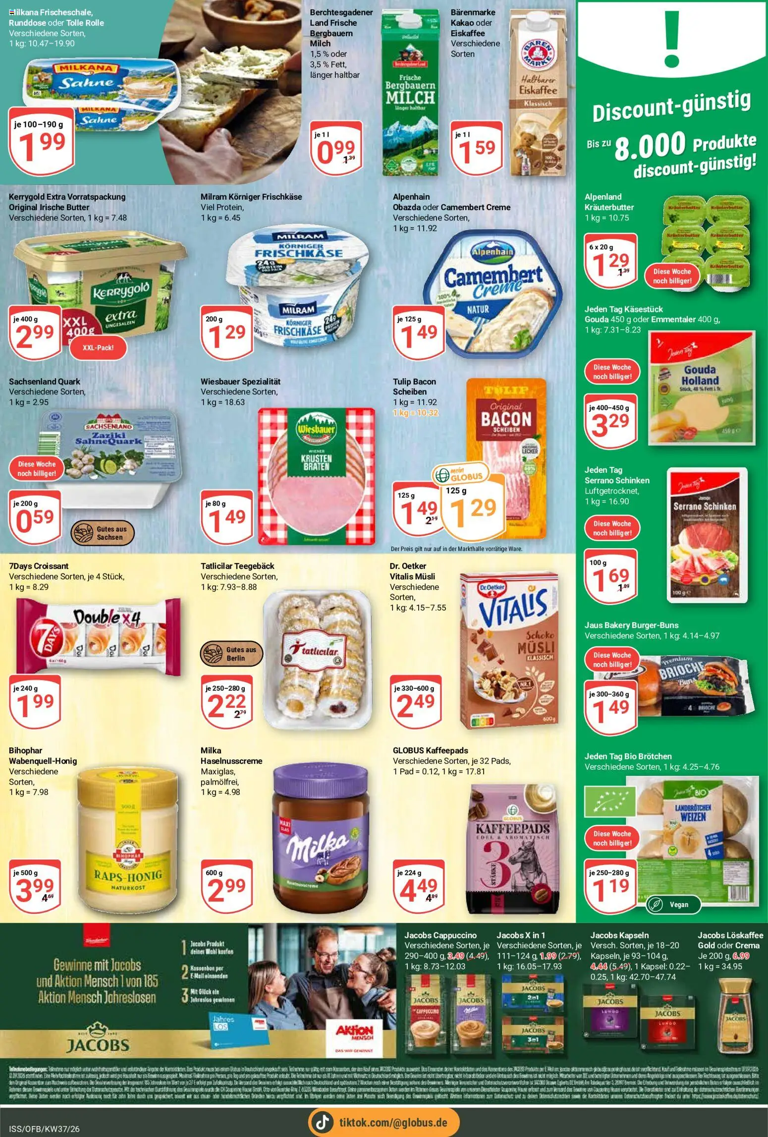 Vorschau von dem Prospekt des Geschäftes Globus, gültig ab dem 07.09.2026 - Milka, Schinken, Gouda, Kräuterbutter, Creme, Kaffeepads, Frischkase, Musli