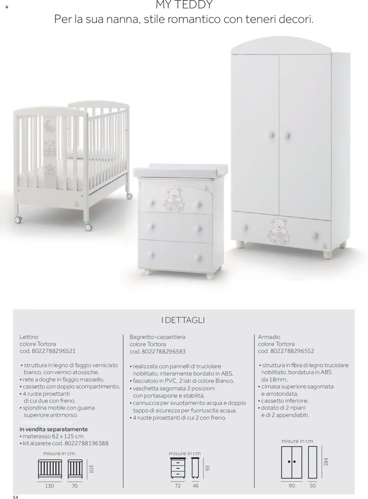 Anteprima dell'opuscolo Catalogo Camarette e Lettini dal negozio Prenatal valido da 01/01/2025 - Acqua, Mobile, Armadio, Materasso, Fasciatoio, Lettino