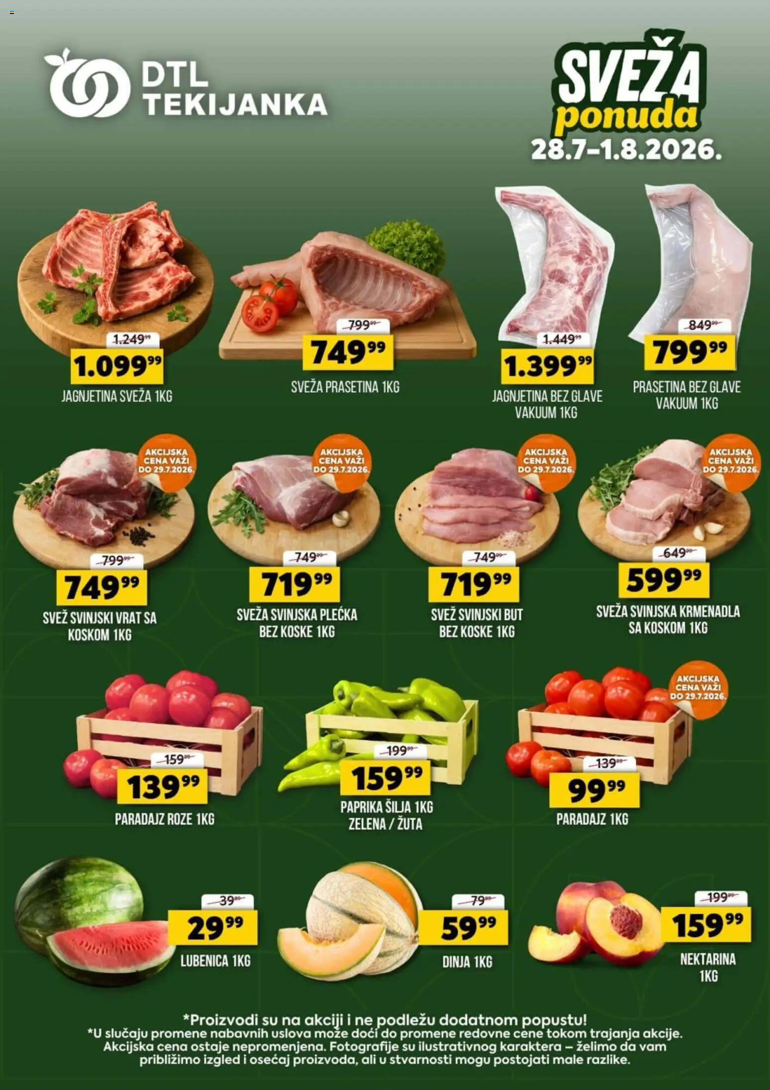 Pregled Tekijanka kataloga - važi od 28.07.2026 - Paprika, Lubenica, Dinja, Svinjski vrat, Svinjski but, Krmenadla, Vrat, Svinjska plećka