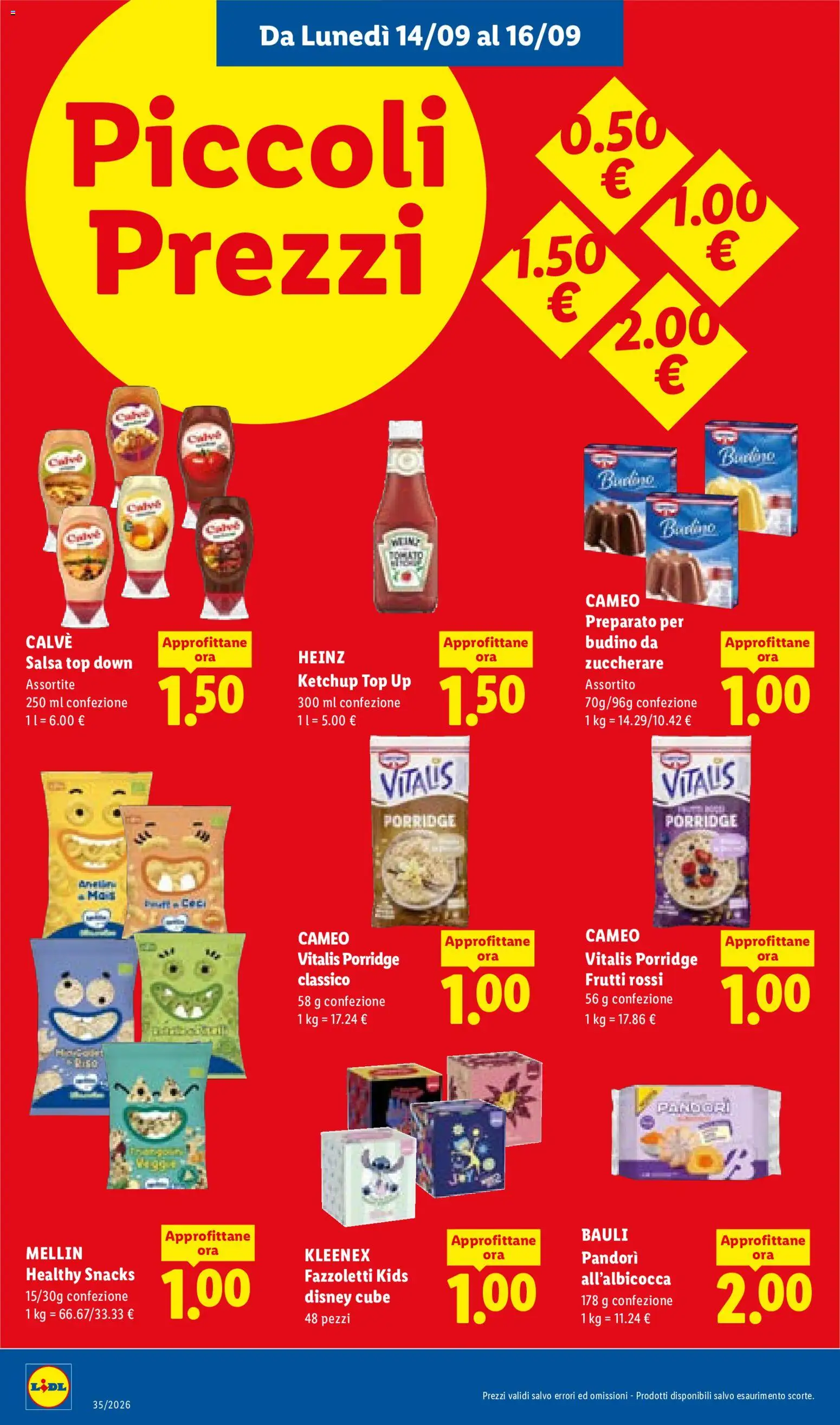 Anteprima dell'opuscolo Lidl volantino dal negozio Lidl valido da 10/09/2026 - Porridge, Top, Pandoro, Ketchup, Salsa, Budino, Fazzoletti